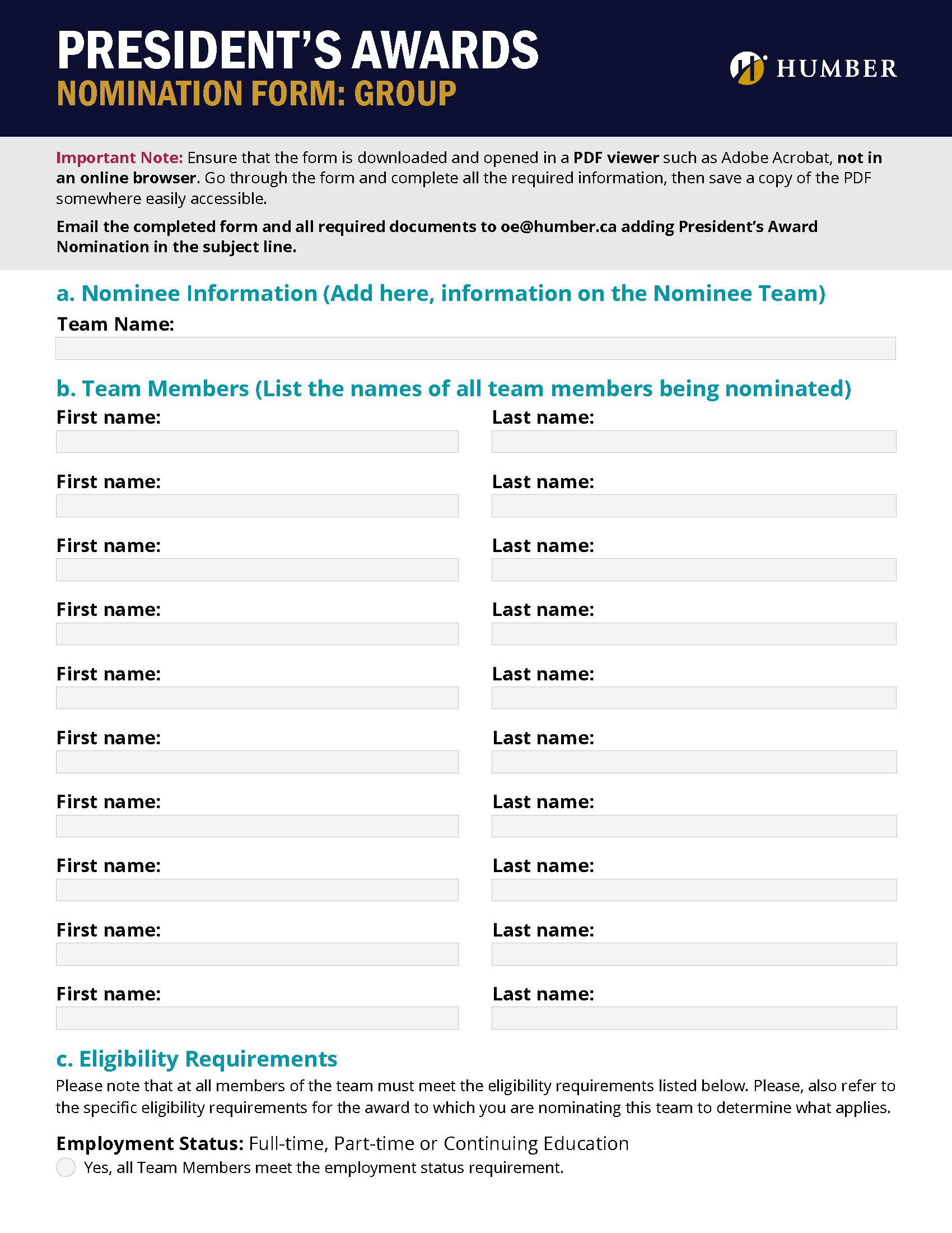 Fillable Group Nomination Form