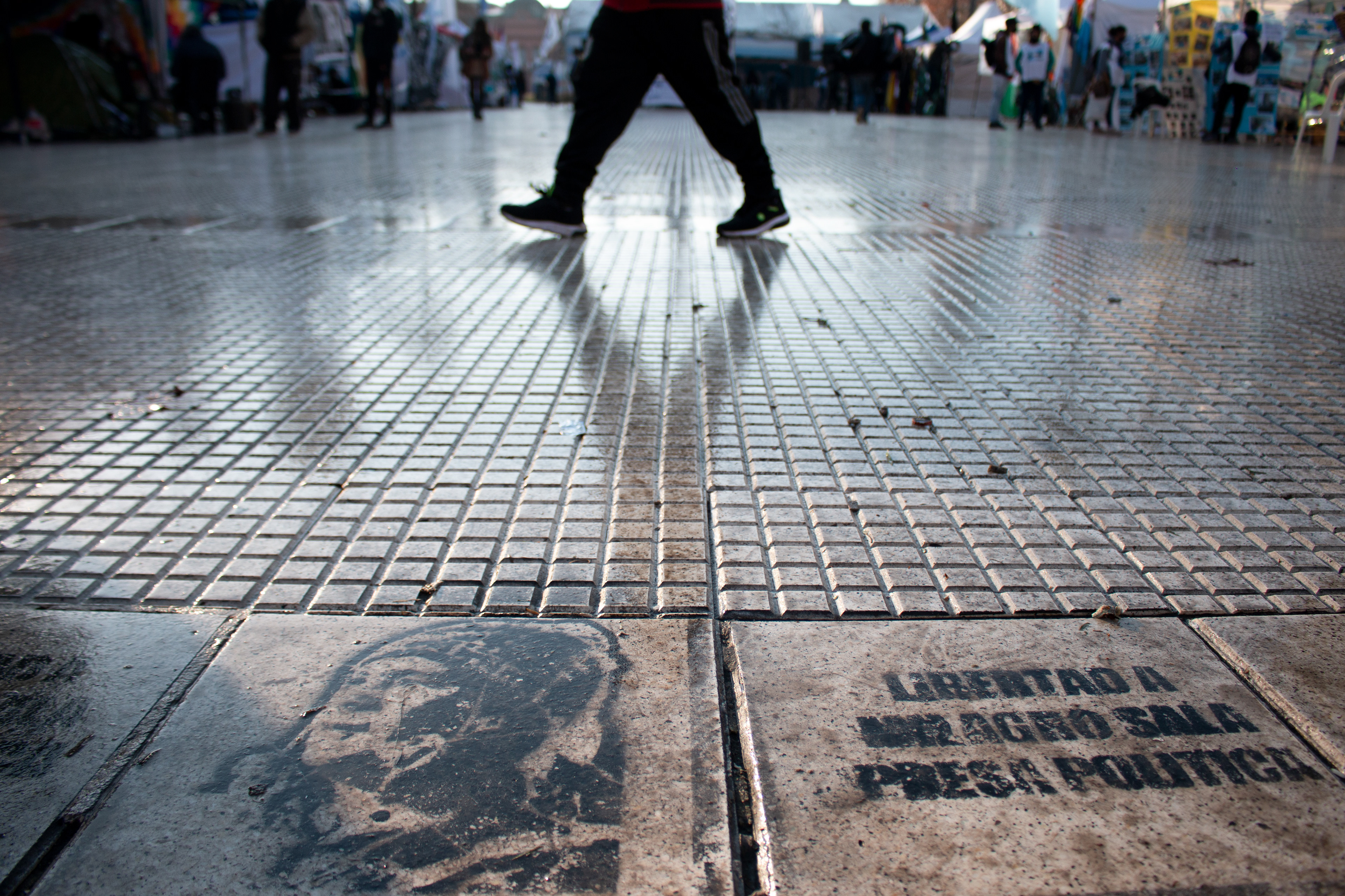Acampe en Plaza de Mayo por la libertad de Milagro Sala. Buenos Aires, 8 de julio de 2021.