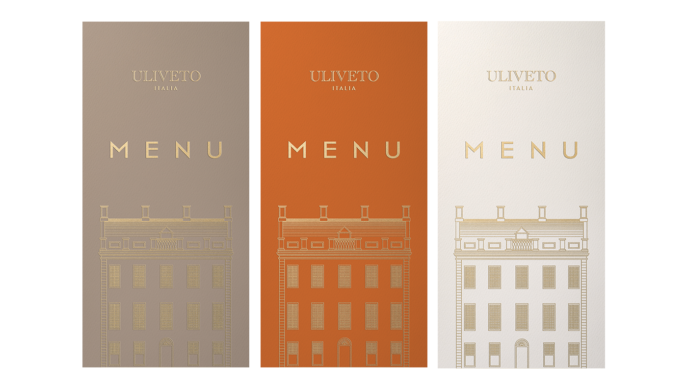 high-end classy elegant menu design, Branding Agency Kuwait. تصميم راقي لهوية مطعم ايطالي