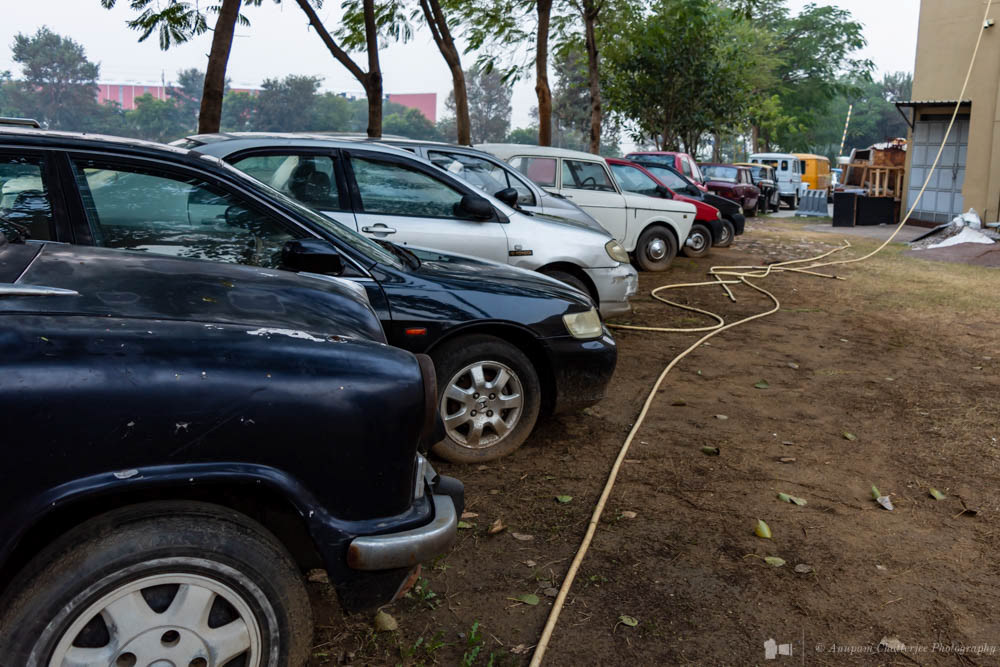 Line of cars parked