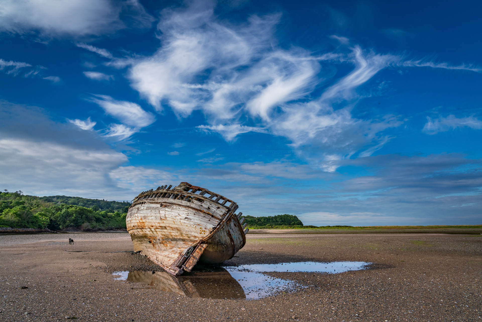 walking around an old ship wreck of City Dulas Anglesey