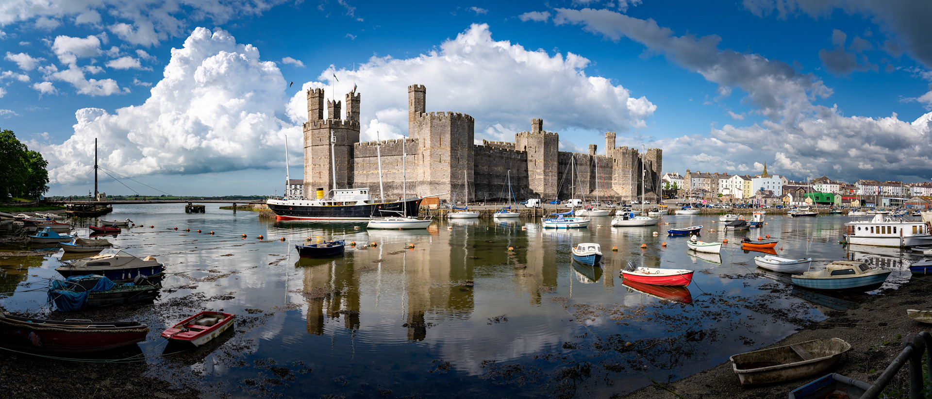 Views around Caernarfon castle and town North wales