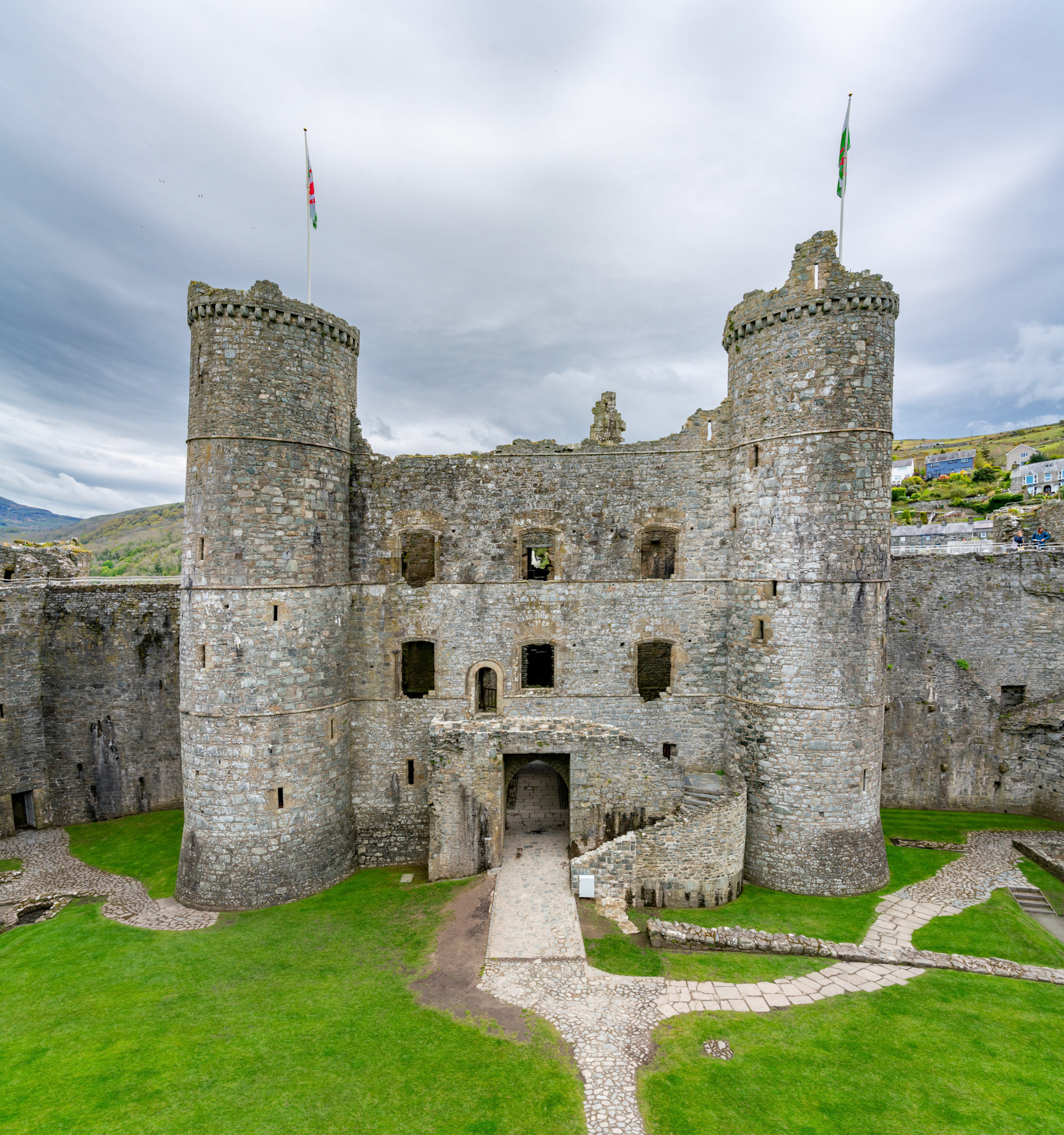 Views of Harlech Castle on the North wales coast
