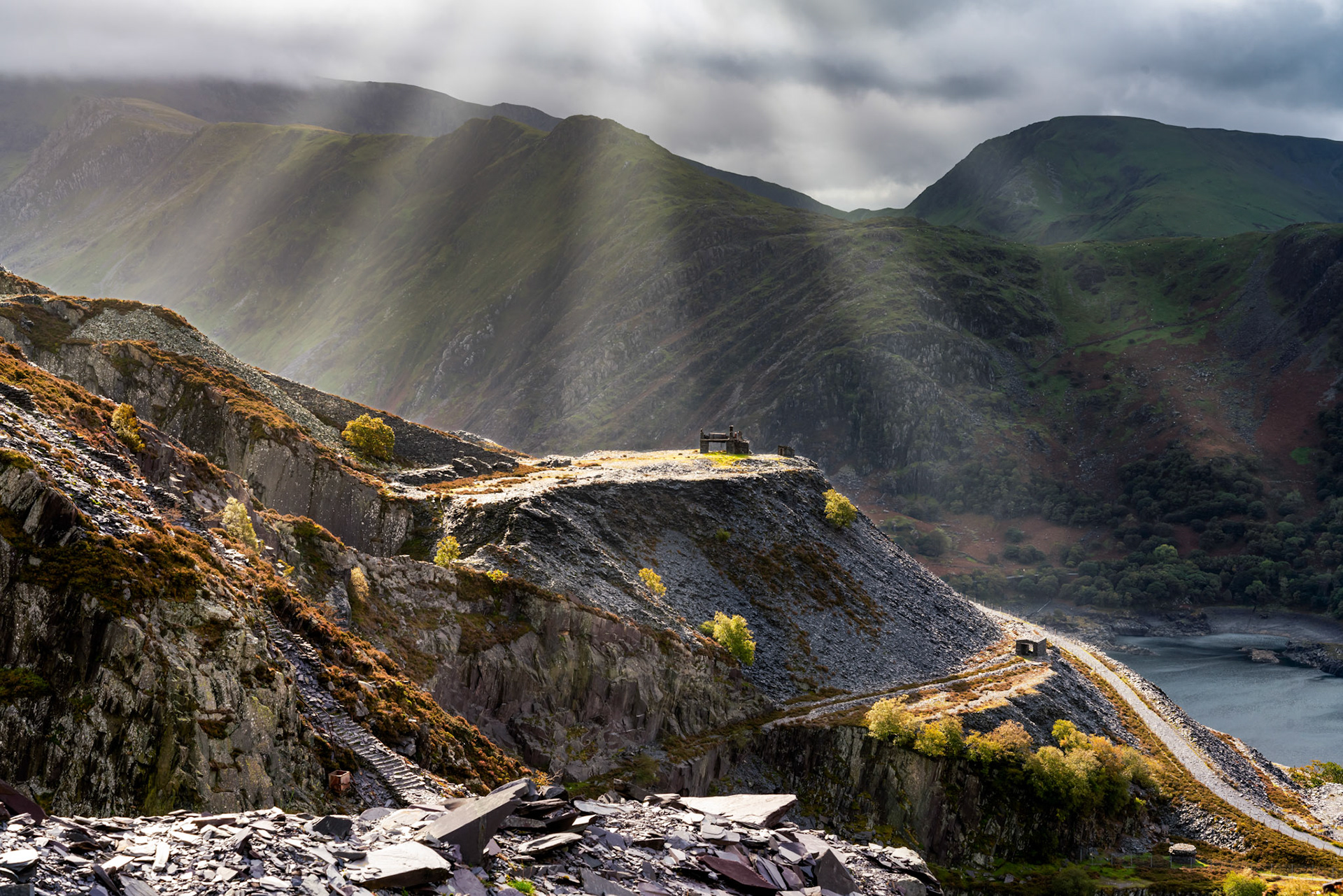 views around the old disused slate quarry of dinorwic , north Wales
