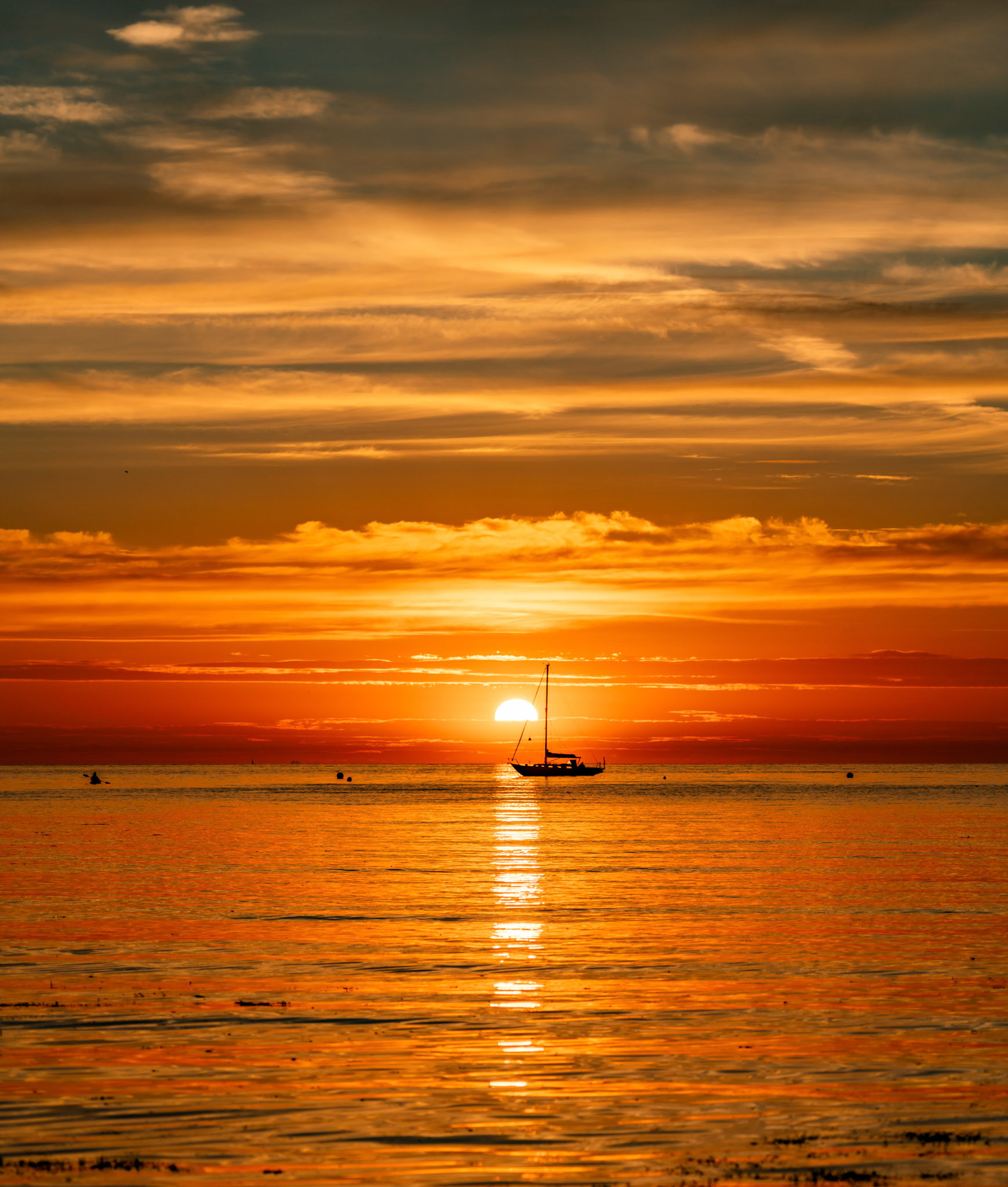 High tide sunset at Cemaes bay Isle of Anglesey