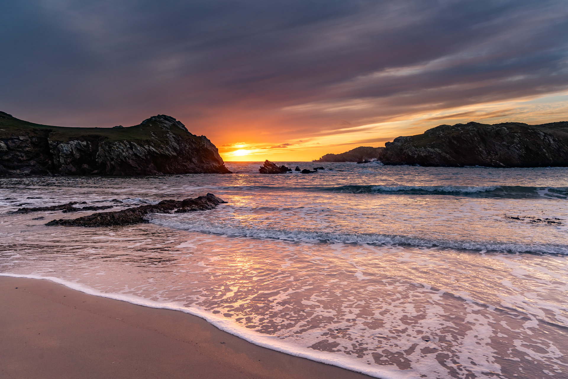 Sunset at Porth Dafarch Beach, Isle of Anglesey, Uk