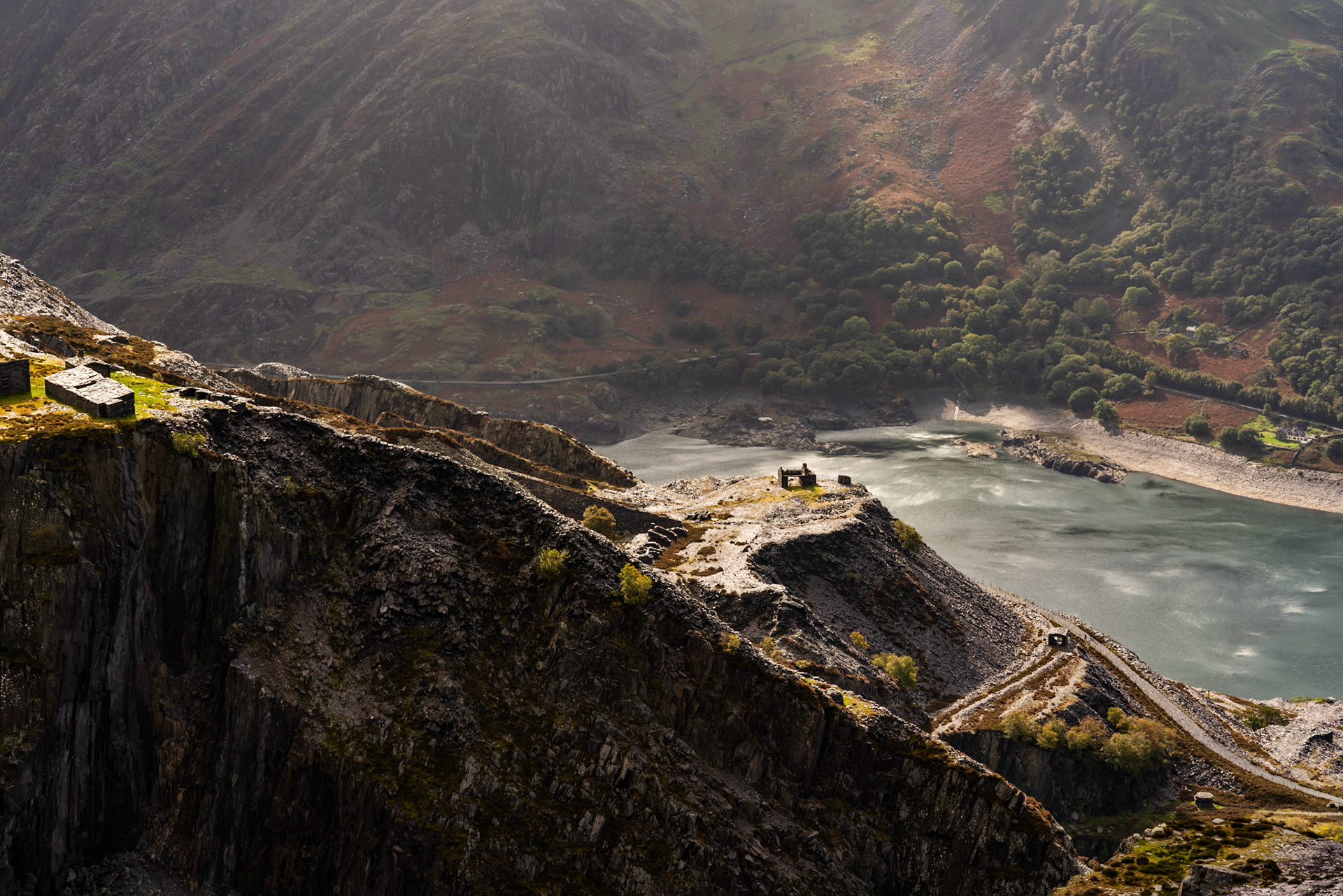 views around the old disused slate quarry of dinorwic , north Wales