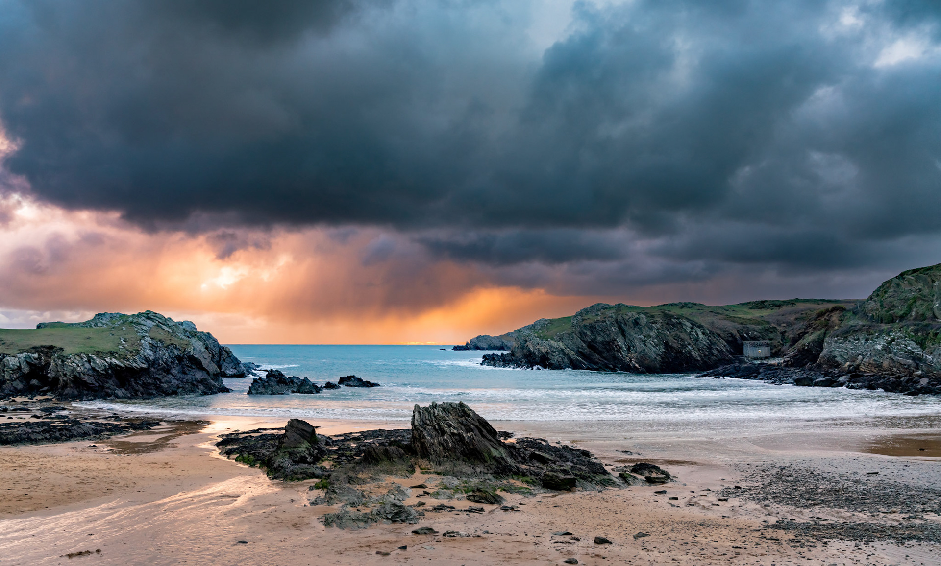Sunset at the beach on the Isle of Angelsey North Wales