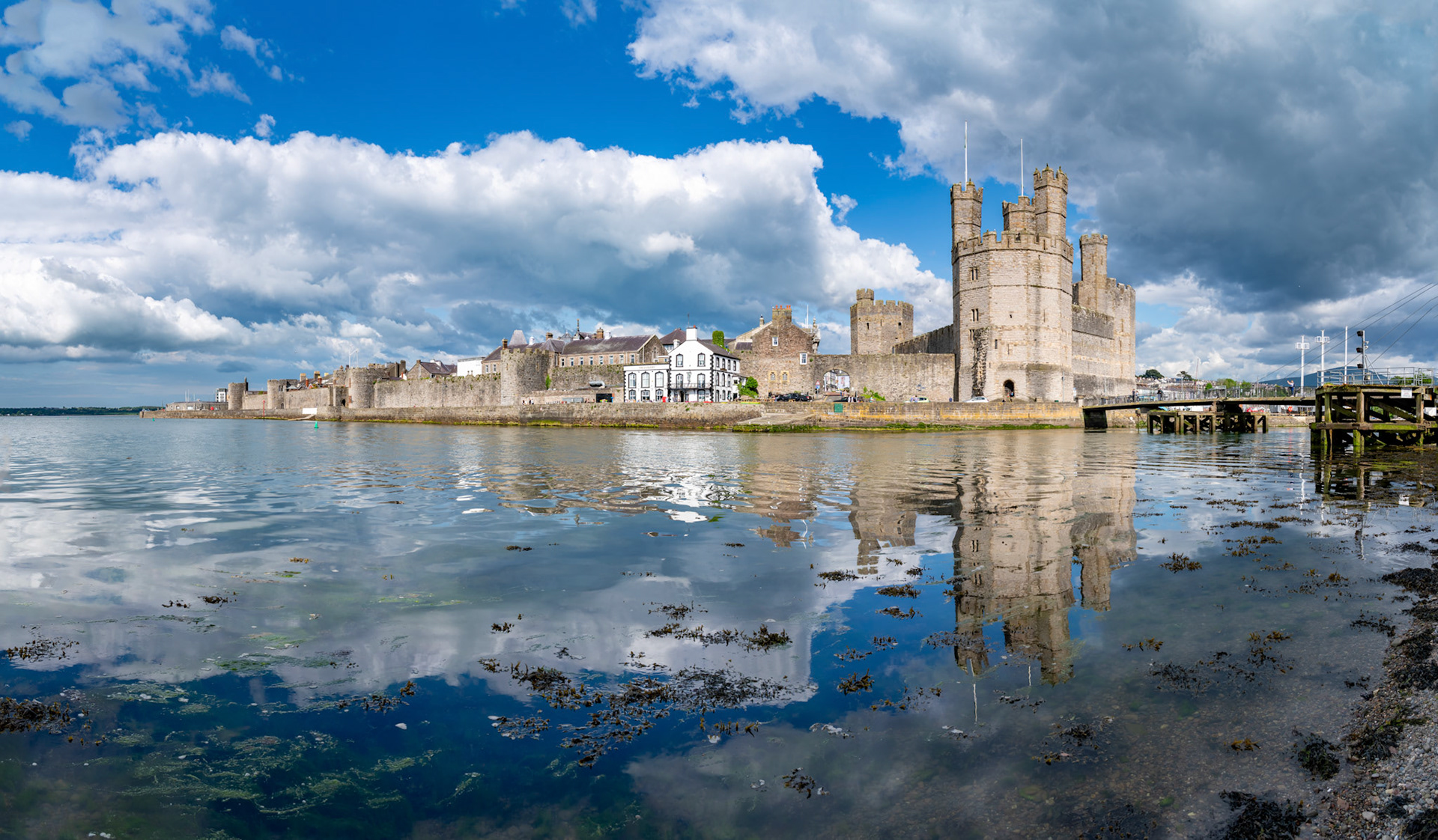 Views around Caernarfon castle and town North wales