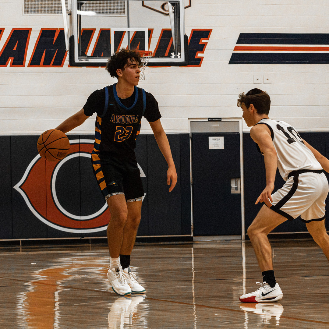 Eli Segev (#23) looking past his defender at the defense. Photo taken on December 16th, 2024. Photo by Connor Roche 