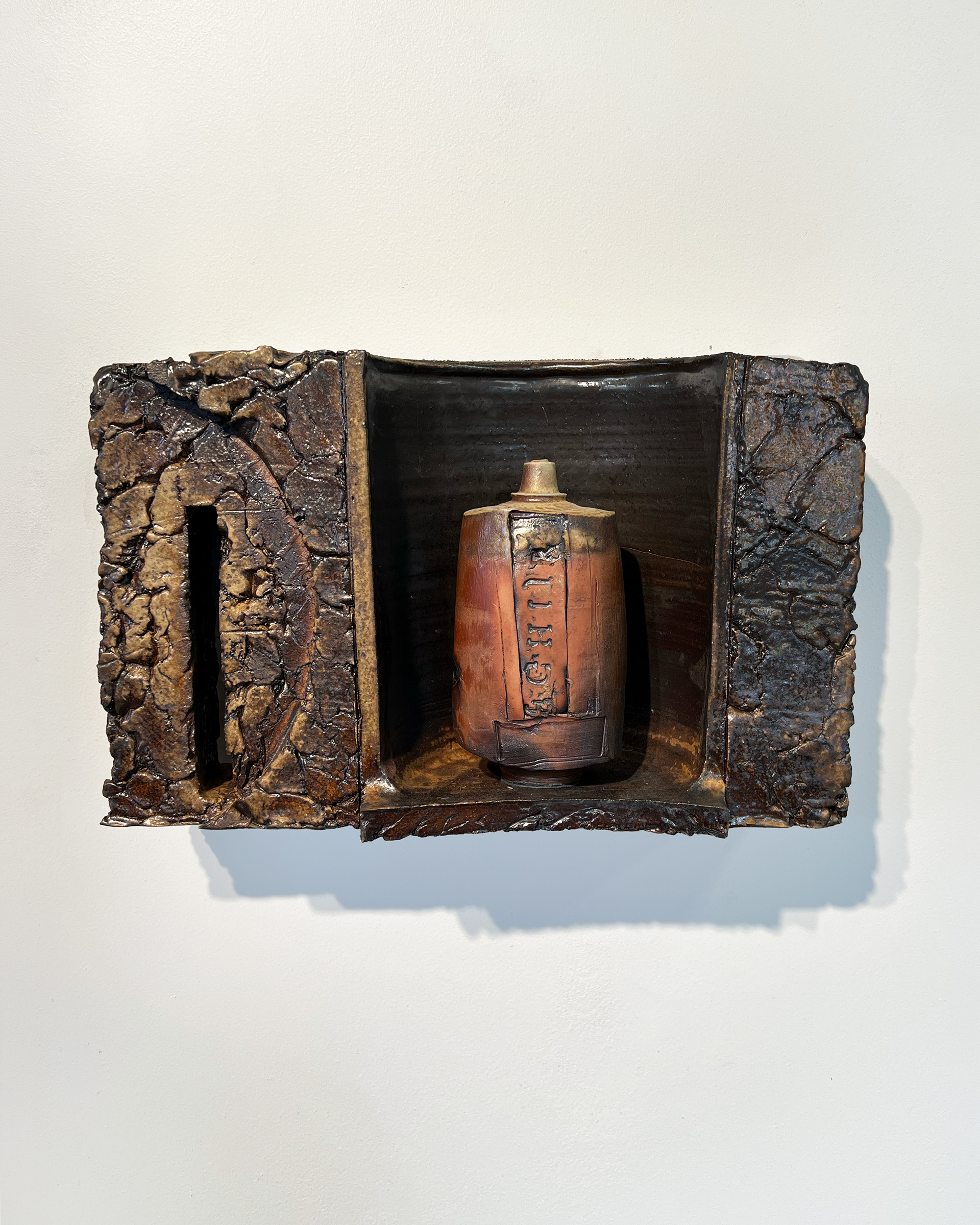 Wall Bottle Assemblage 4, 16"L X 10"H X 5"W, 2026, Stoneware