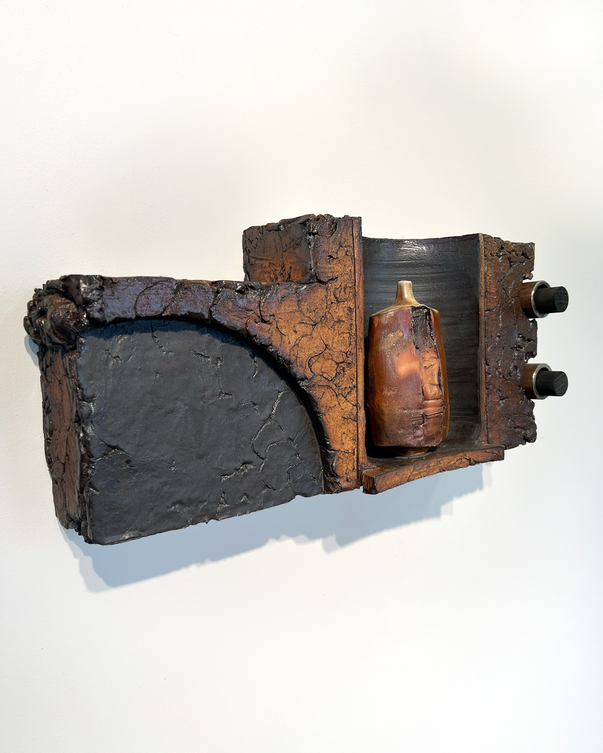 Wall Bottle Assemblage 3, 21"L X 9.5"H X 5.5"W, 2026, stoneware