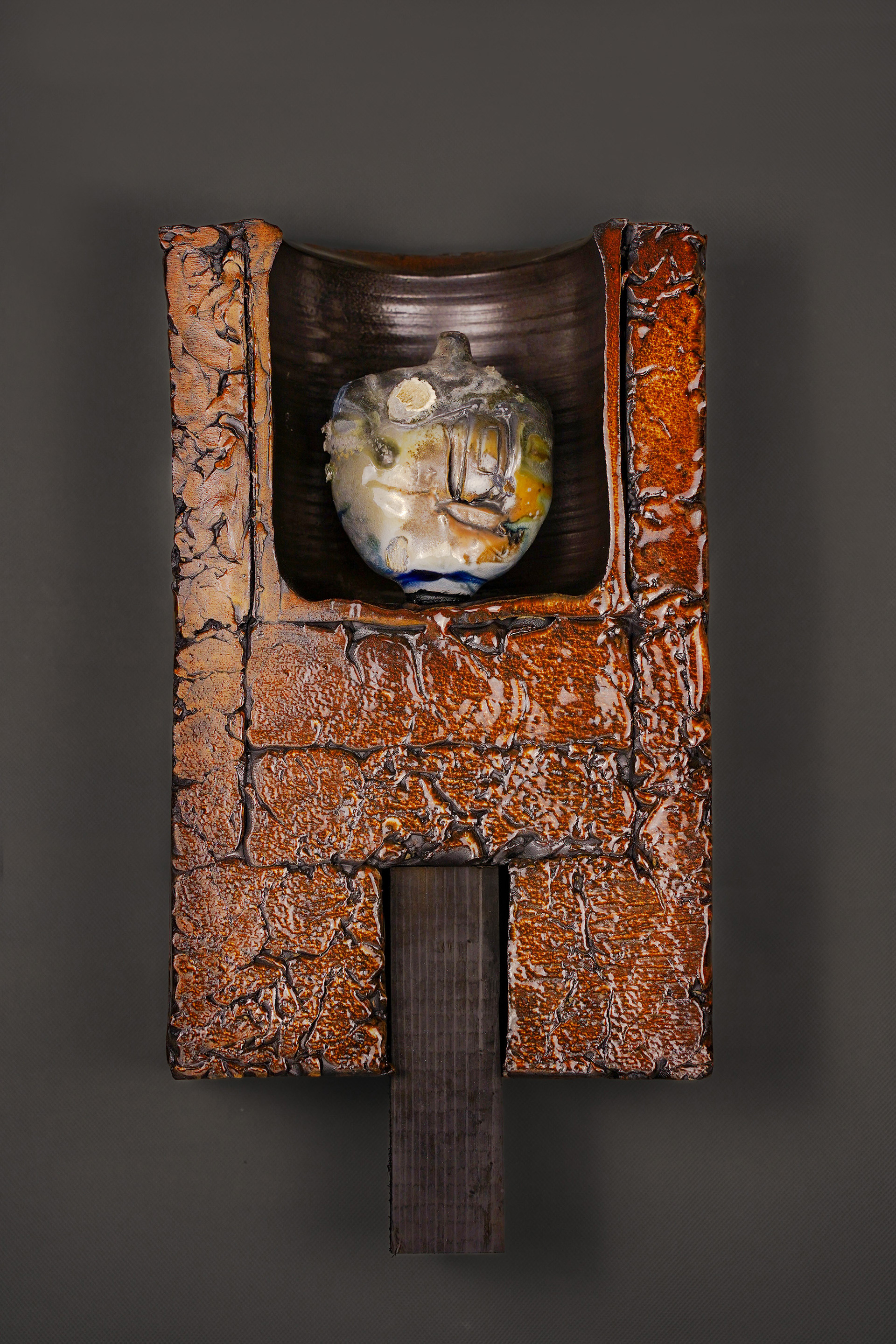 "Bottle/Wall Assembly" Works in Progress, 2024, Stoneware