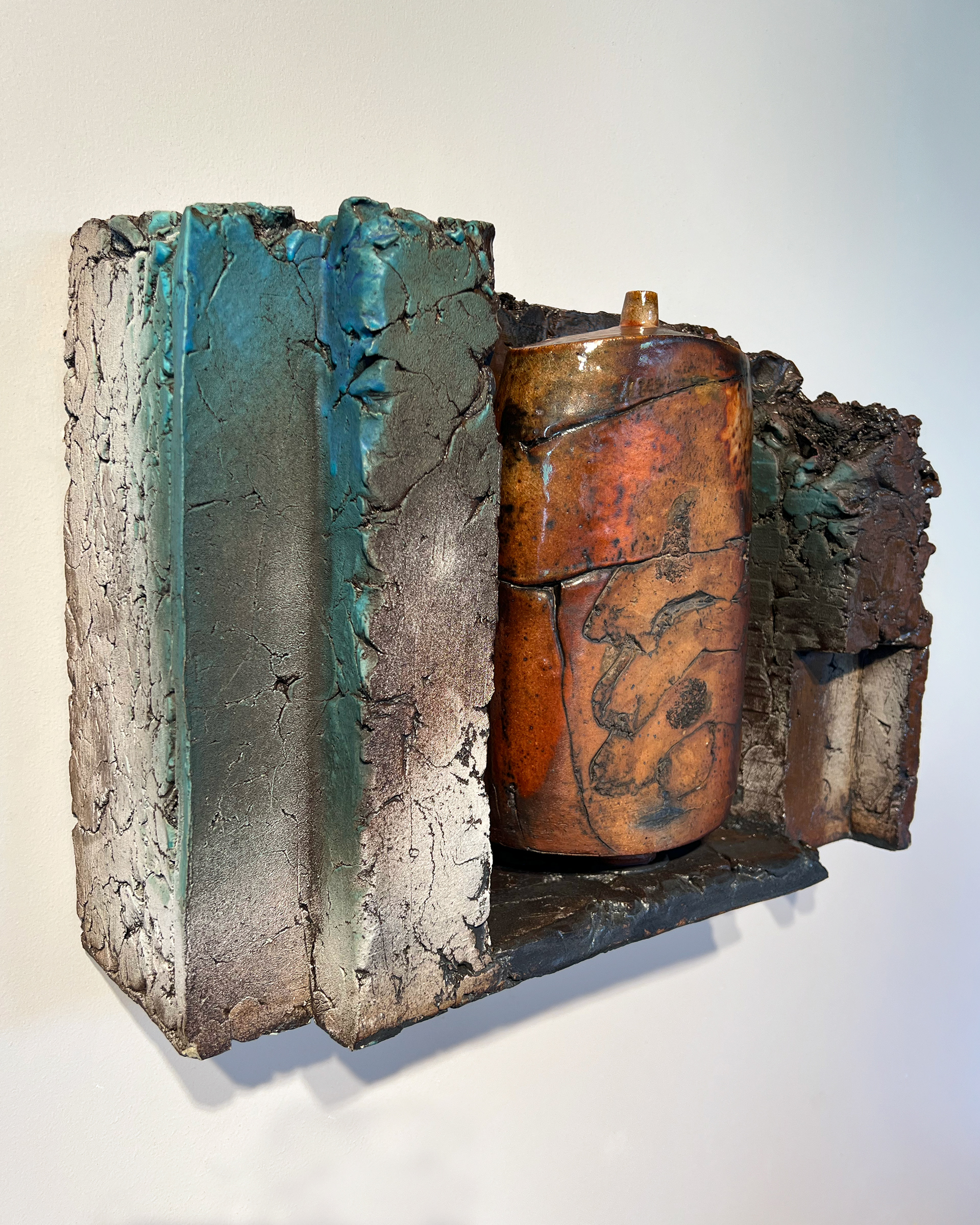 Wall Bottle Assemblage 12, 19.5"L X 13.5"H X 7"W, 2026, Stoneware