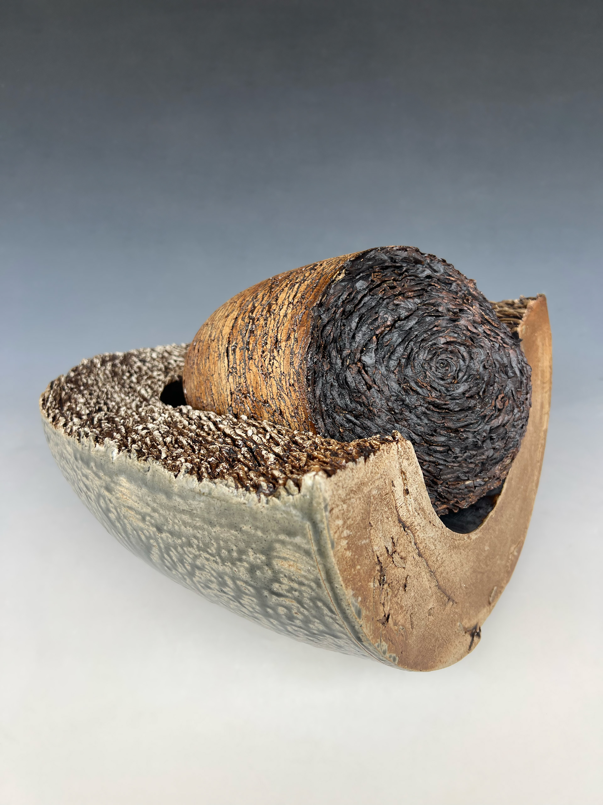 Embedded #1 Detail, 2026, Wheel-thrown and altered stoneware