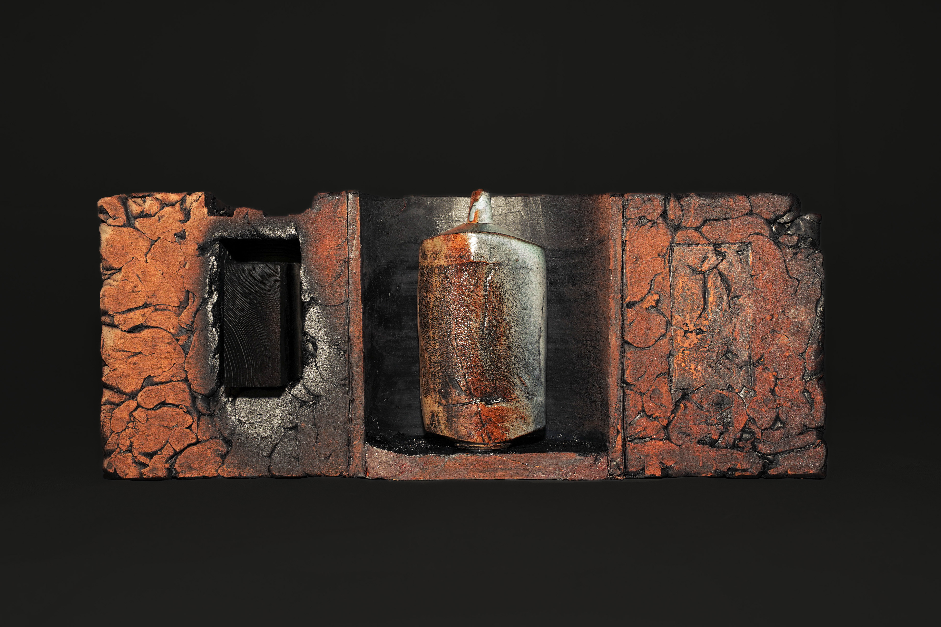 "Bottle/Wall Assembly" Works in Progress, 2024, Stoneware