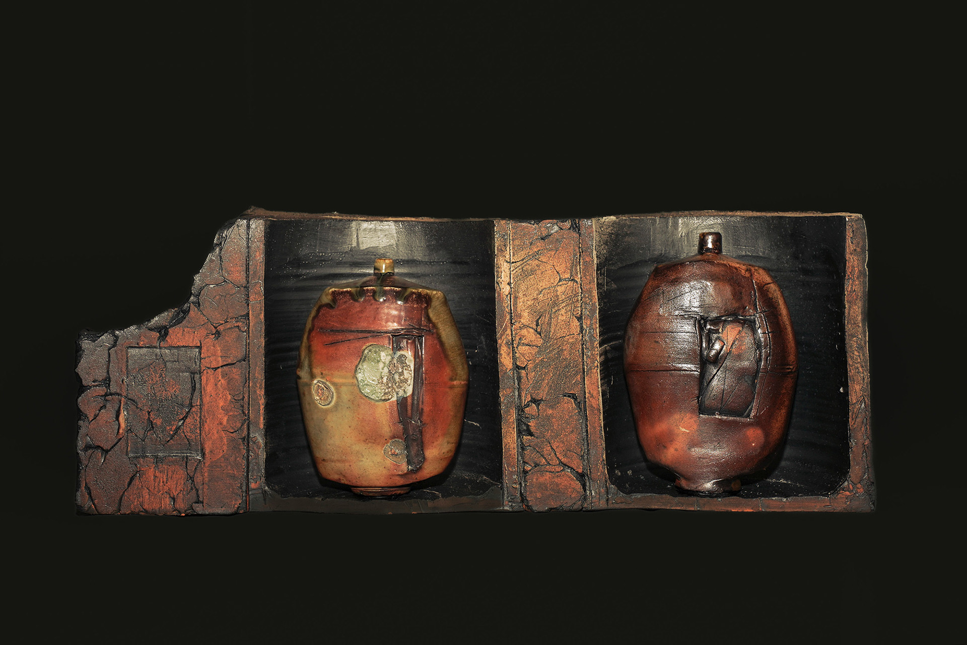 "Bottle/Wall Assembly" Works in Progress, 2024, Stoneware
