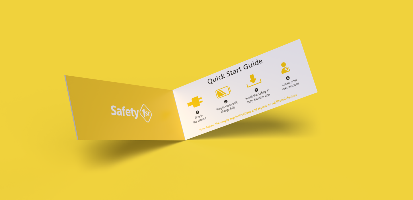 Electronic quick start guide that shows iconography in a simple design.