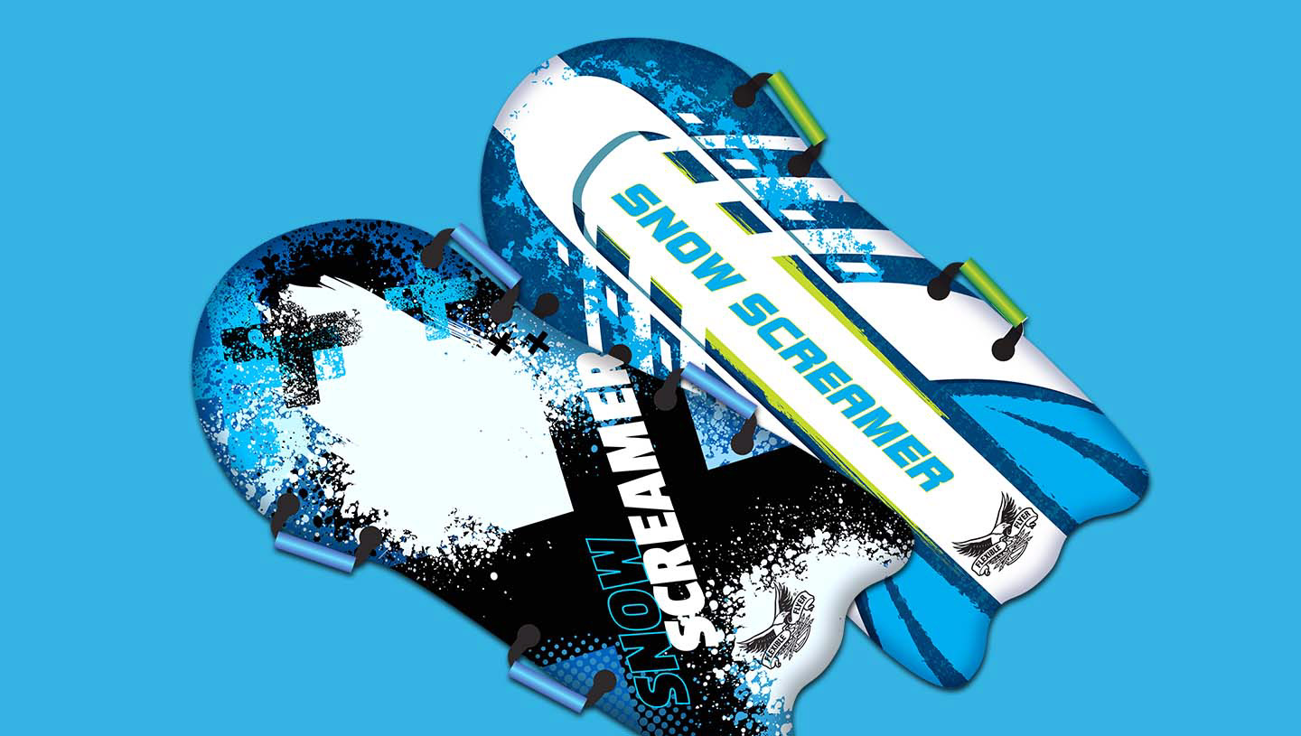 Product decoration for snow sleds.