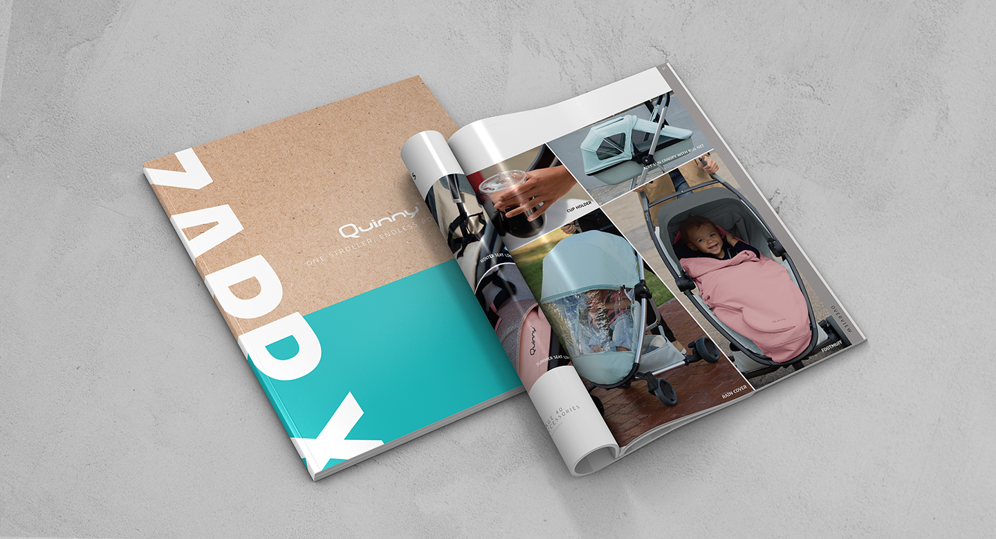Quinny stroller catalog layout and production