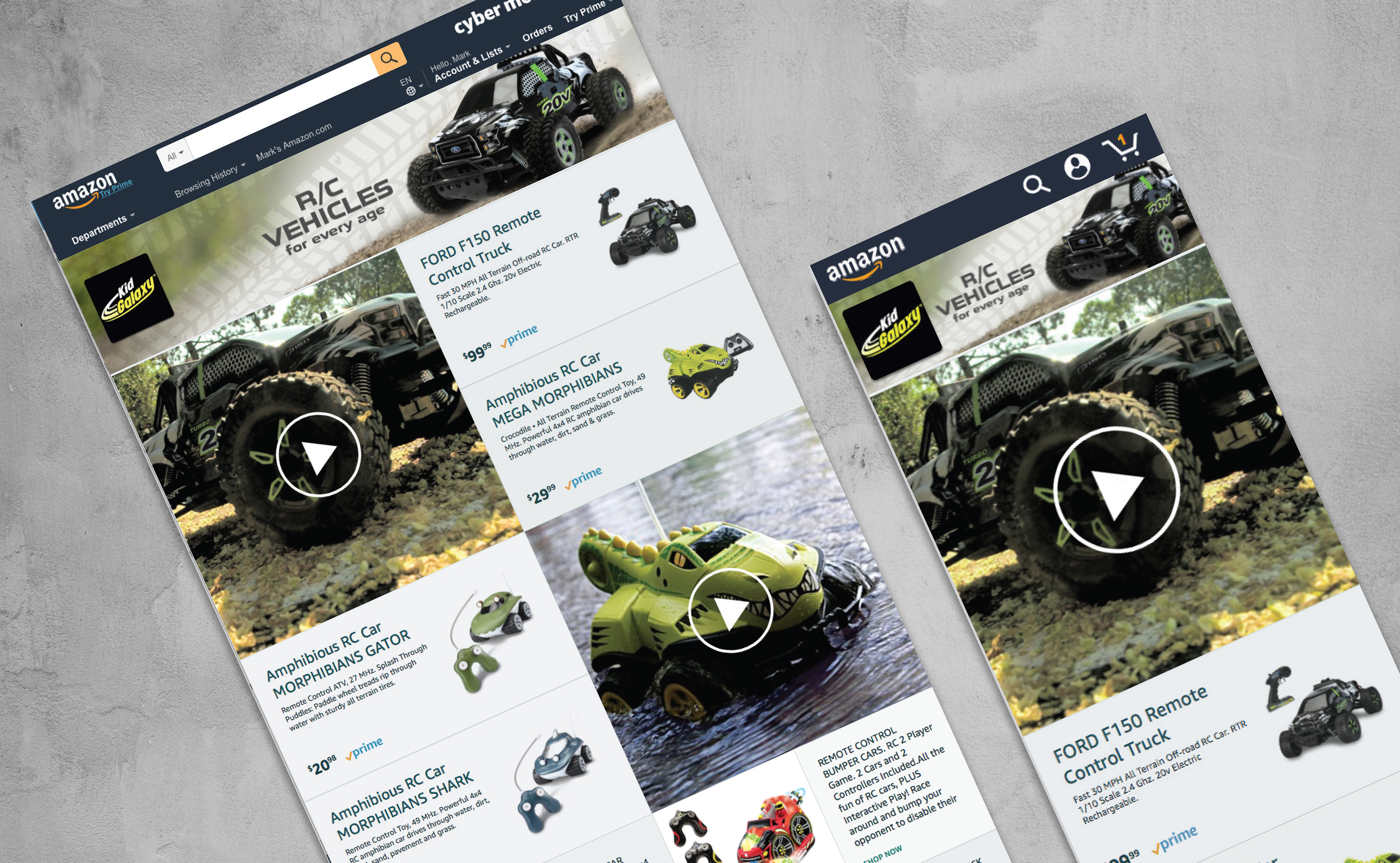 Amazon page design for R/C vehicle brand.