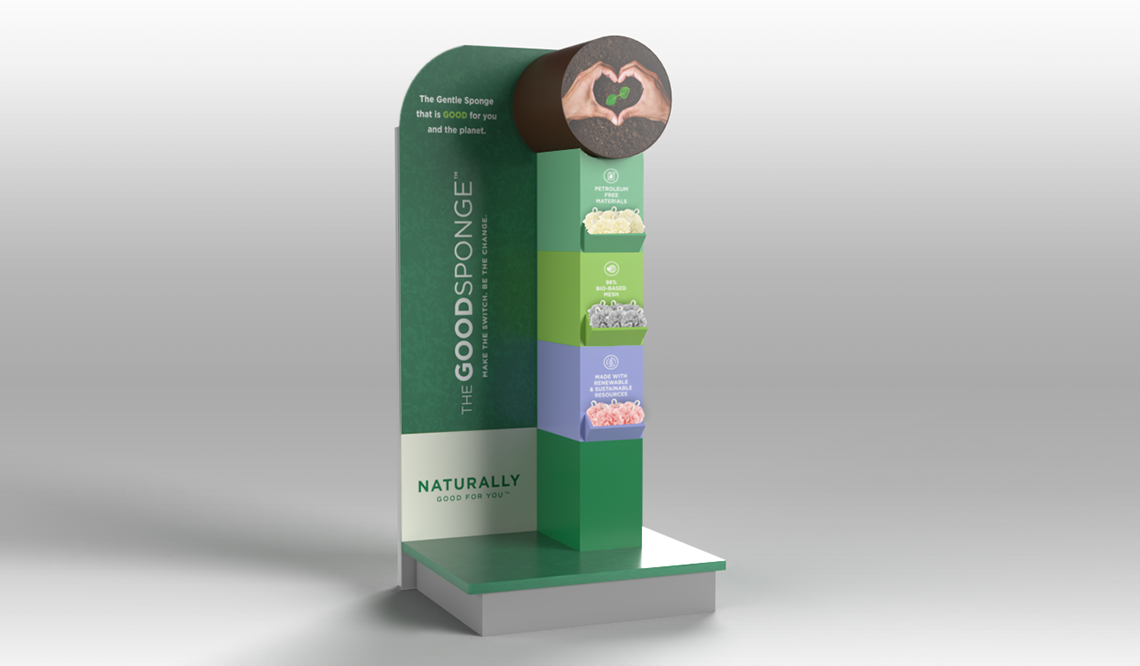 Retail endcap display concept for the wellness brand GoodSponge.