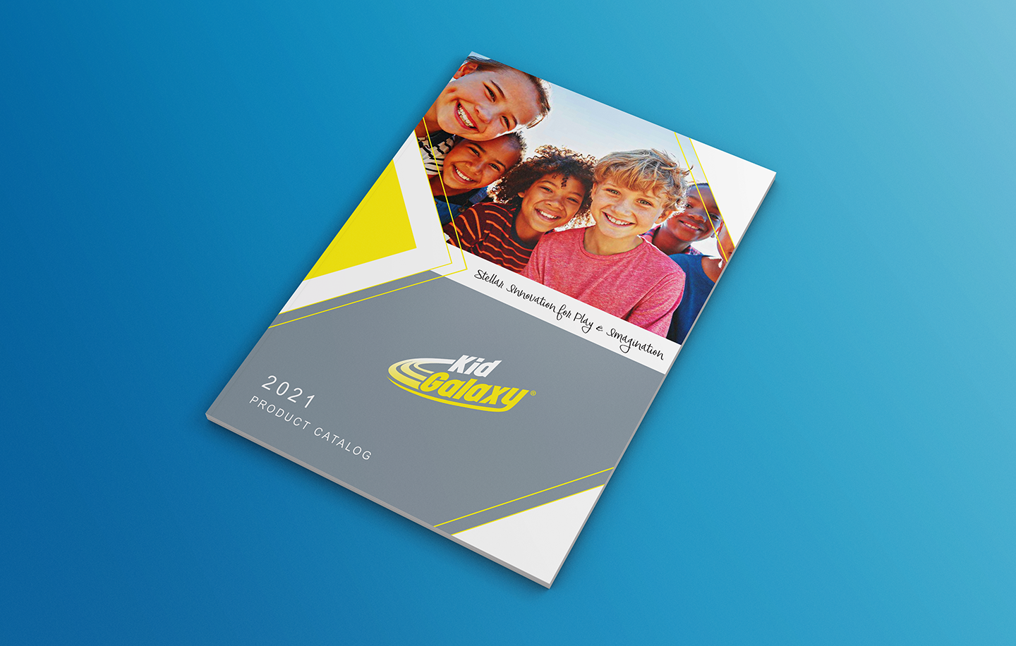 Kid Galaxy product catalog cover design.