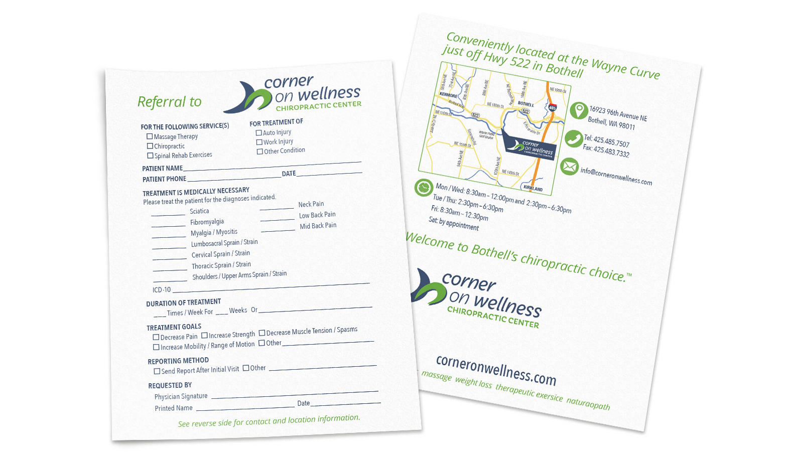 Corner on Wellness referral pad