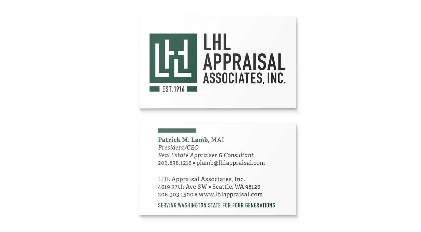 LHL Appraisal business cards