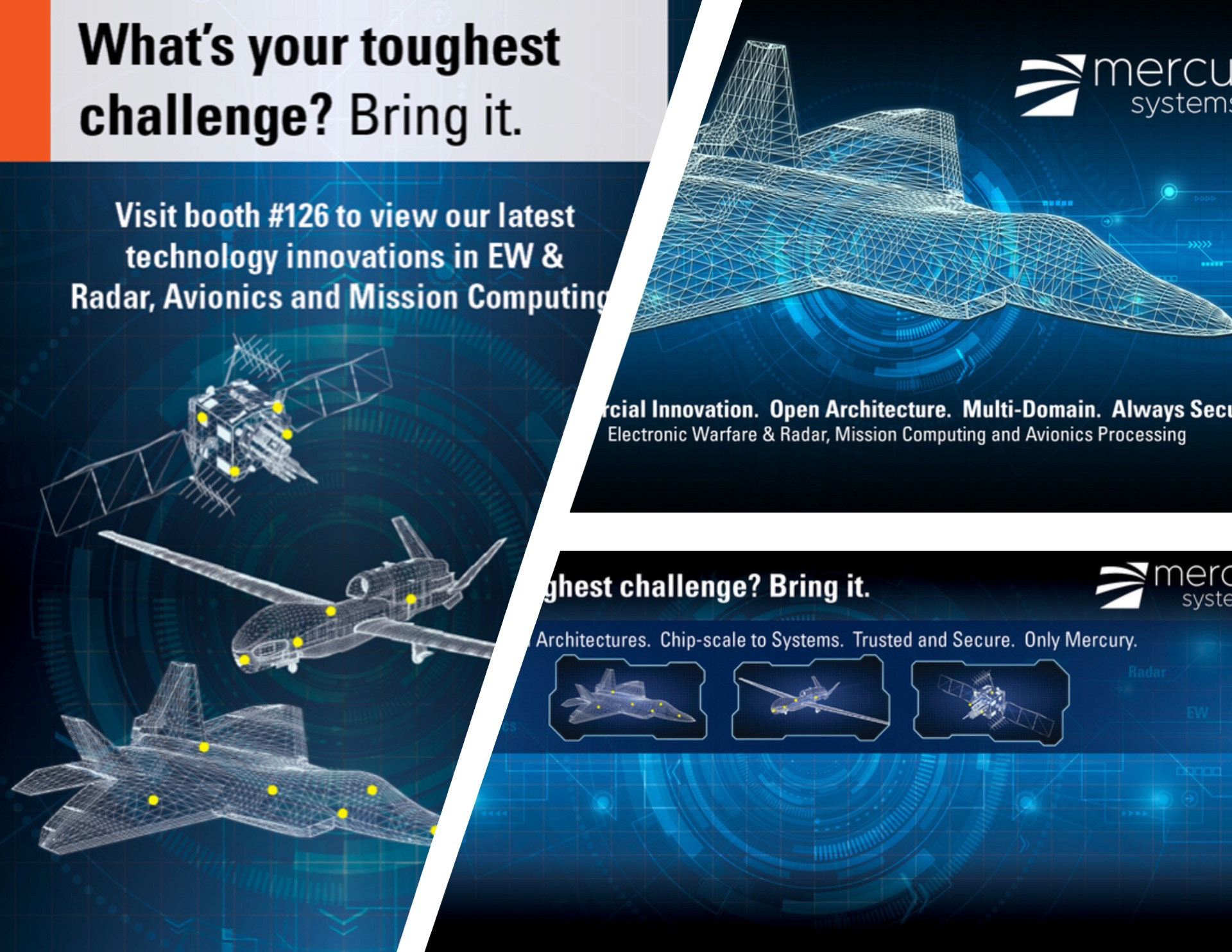 Custom-designed visual assets used in exhibit booth for leading providing of mission-critical technologies