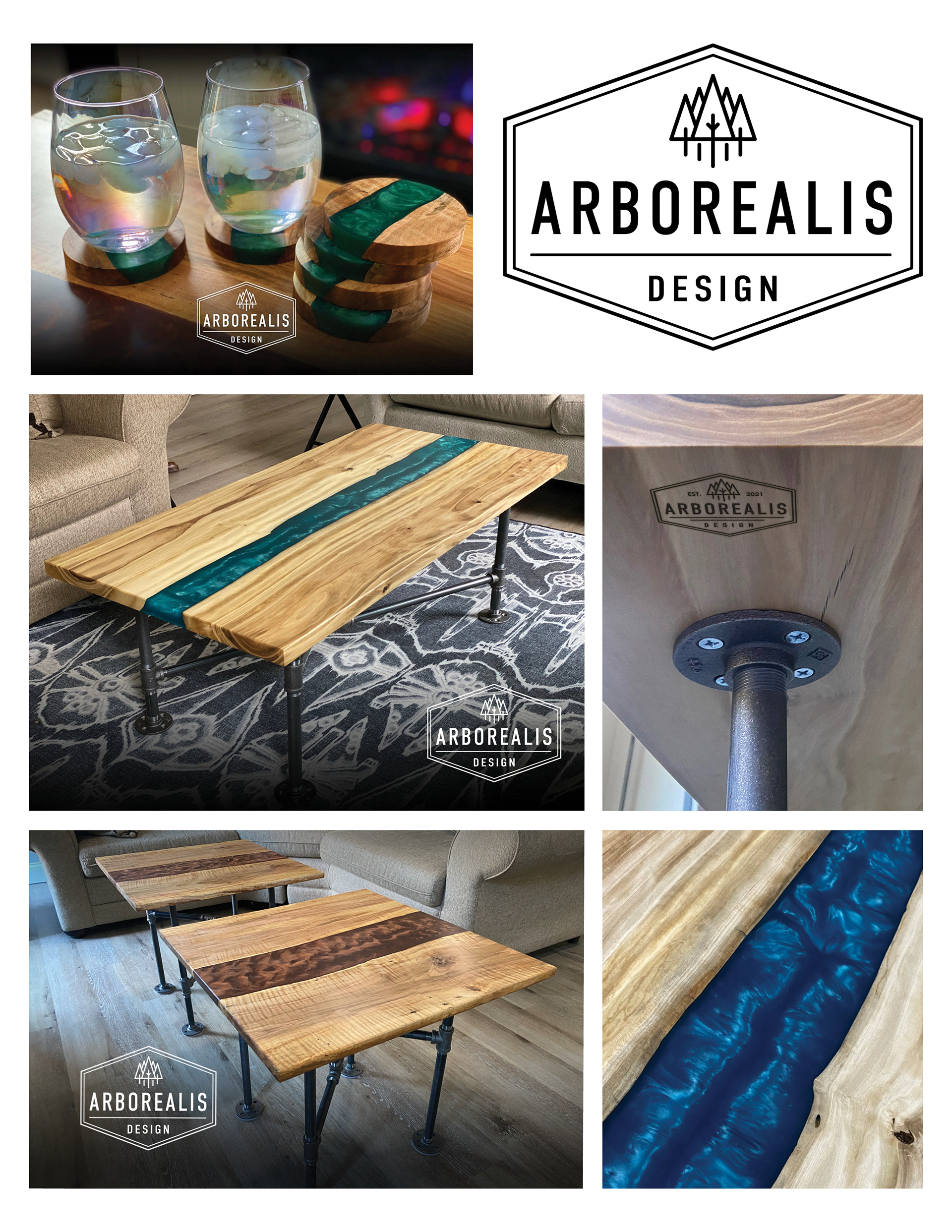 Resin river furniture and decor company logo