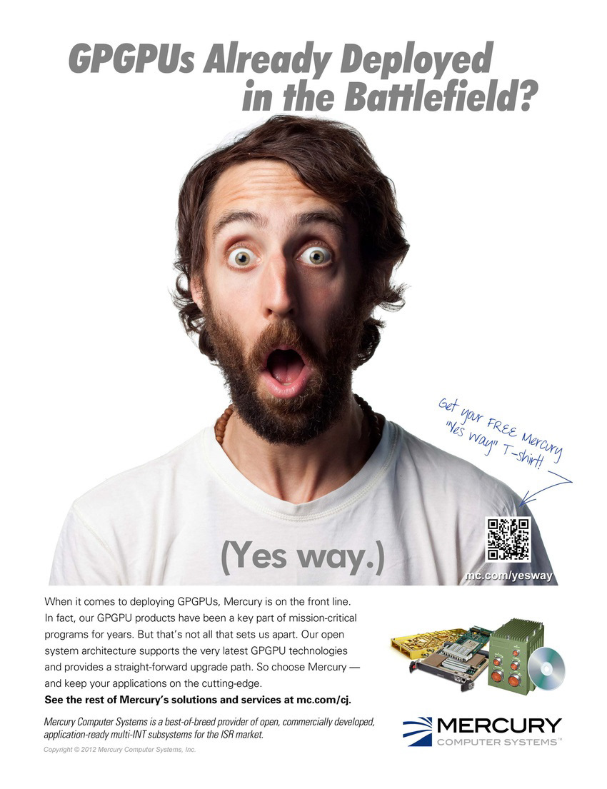 Full-page ad featured in high-profile industry publication included a QR code to receive a free t-shirt from leading provider of mission-critical technologies