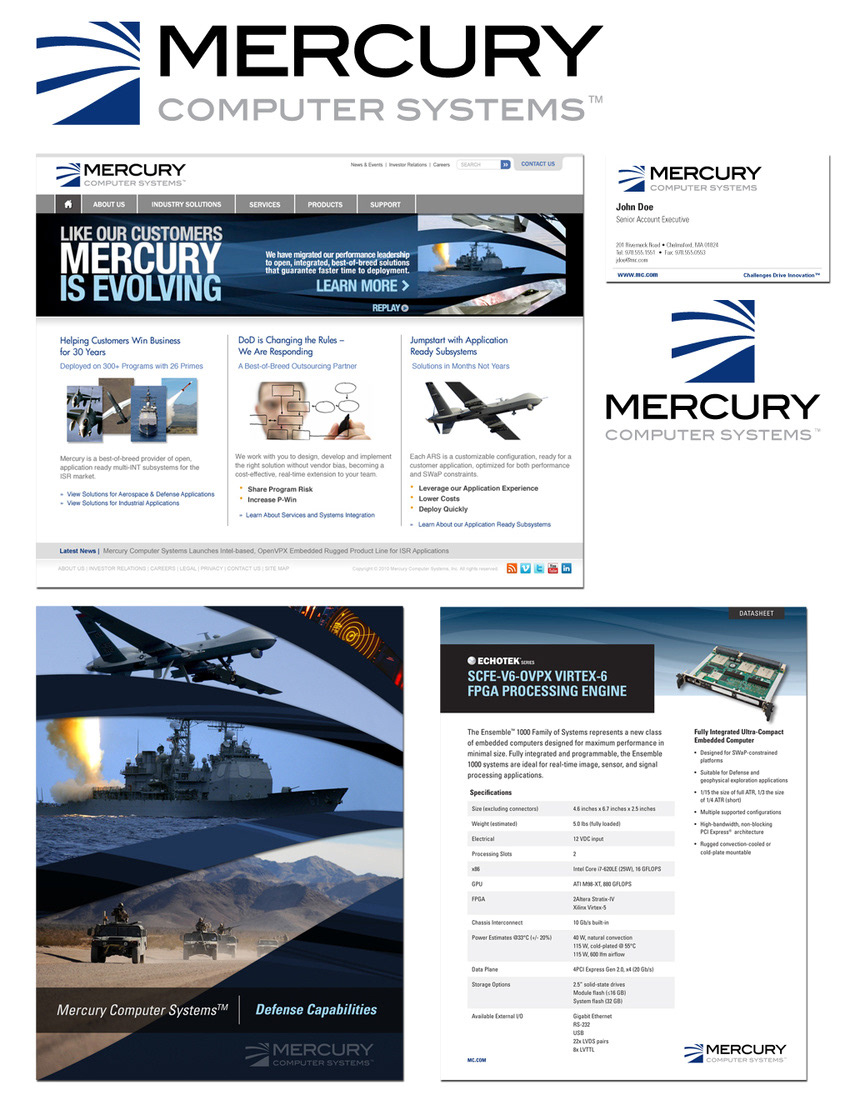 Mercury Systems branding examples