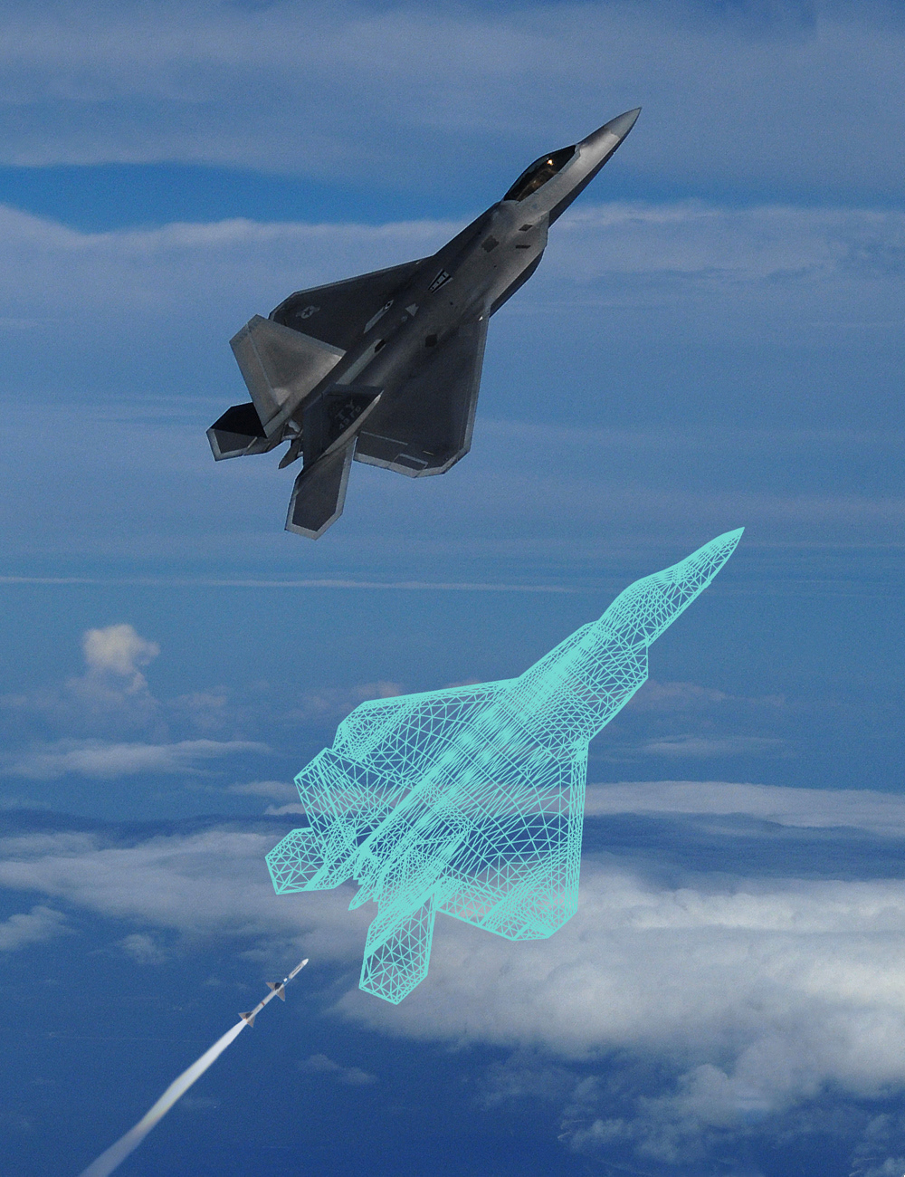 Photo composite illustrating radar spoofing