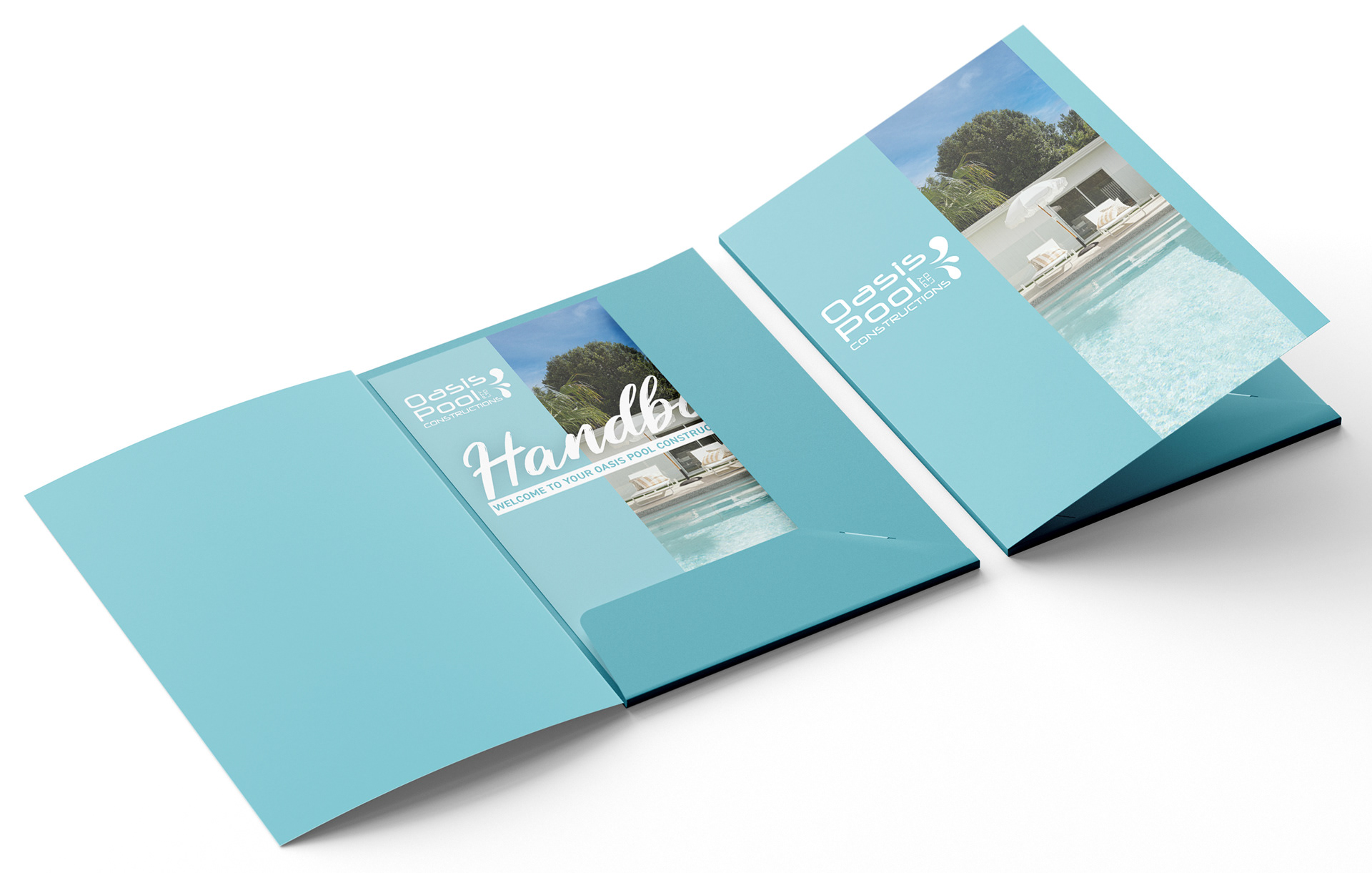 A4 Welcome Folder. Given to new pool clients, containing welcome document and other helpful documents. : Adobe Illustrator.