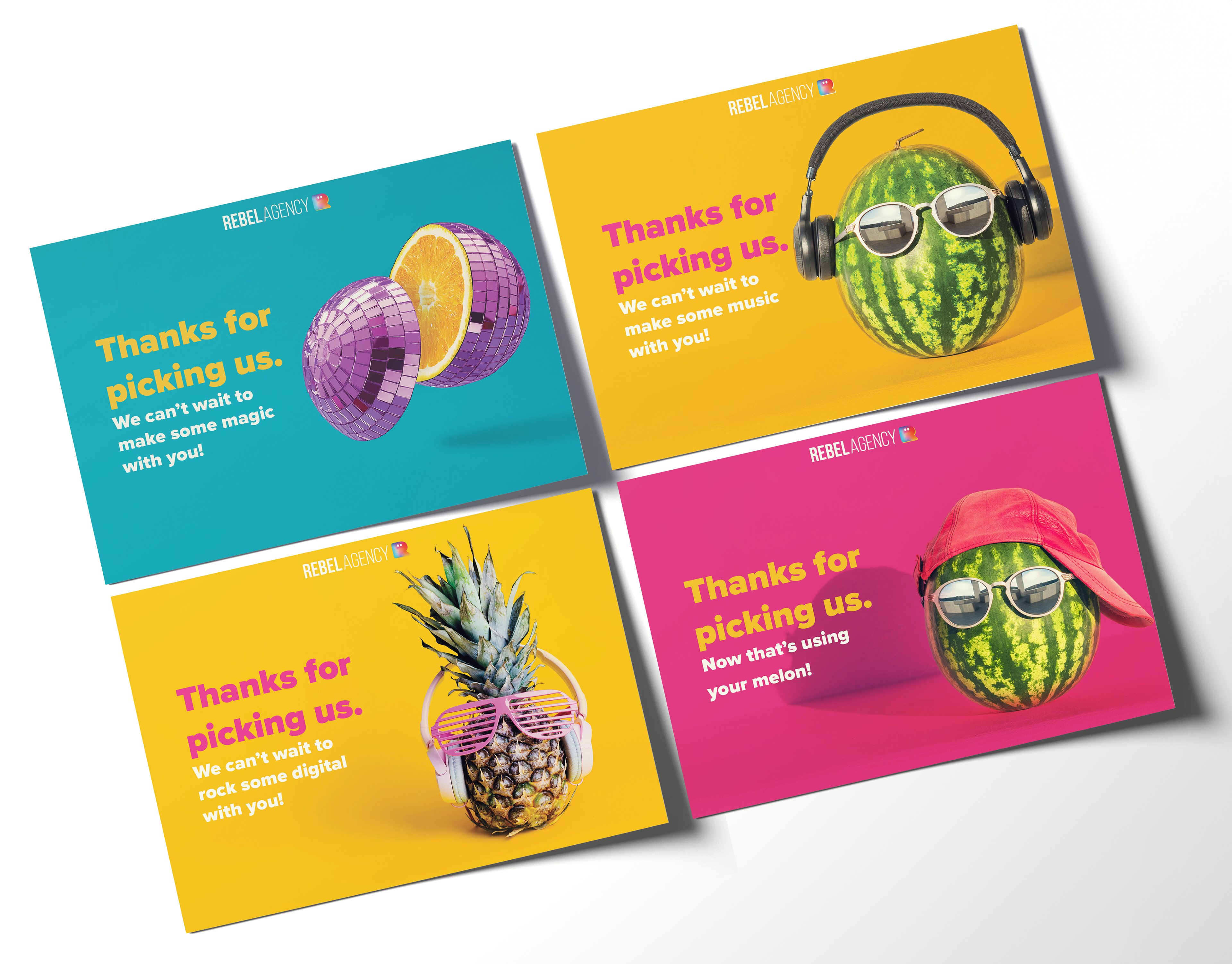 Thank you postcards: Adobe InDesign