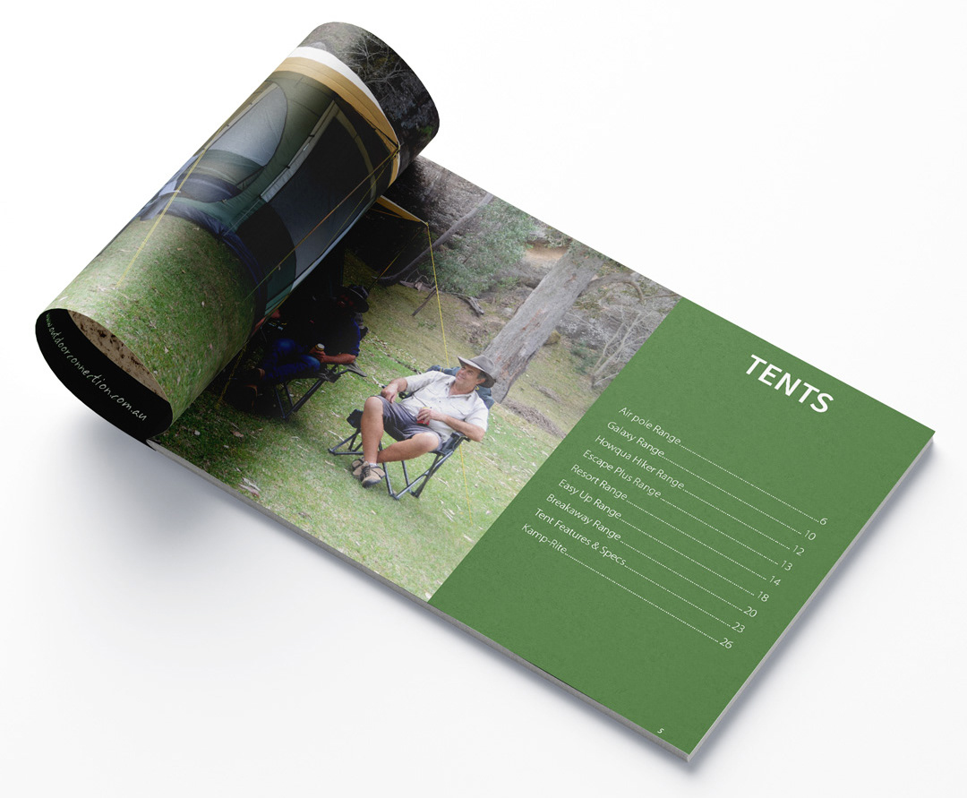 Outdoor Connection Product Catalogue Redesign - InDesign, Photoshop, Illustrator, Photography