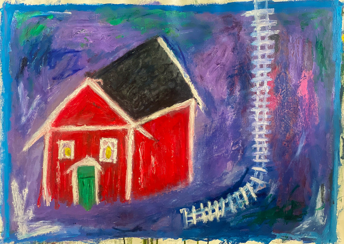 Red Cottage (2025), oil on linen, 65x98cm