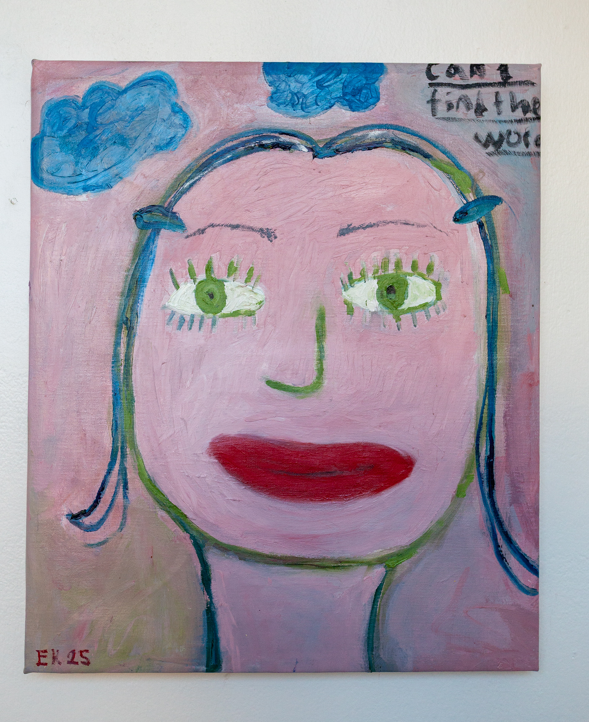 Self-portrait with Hairclips (2025), oil on linen, 54x78cm