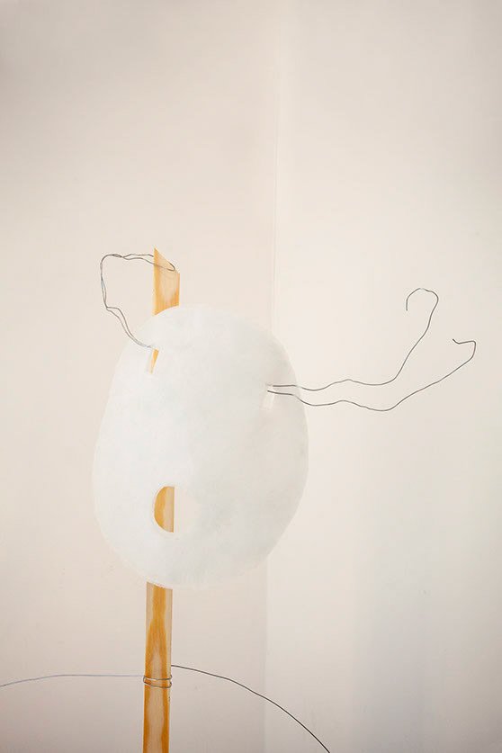 The Body Catches Itself (2020) LCC, installation detail, hoover pad, wood, metal