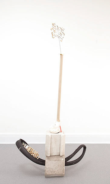 Unwriting (2016), concrete, wood, cardboard, rubber