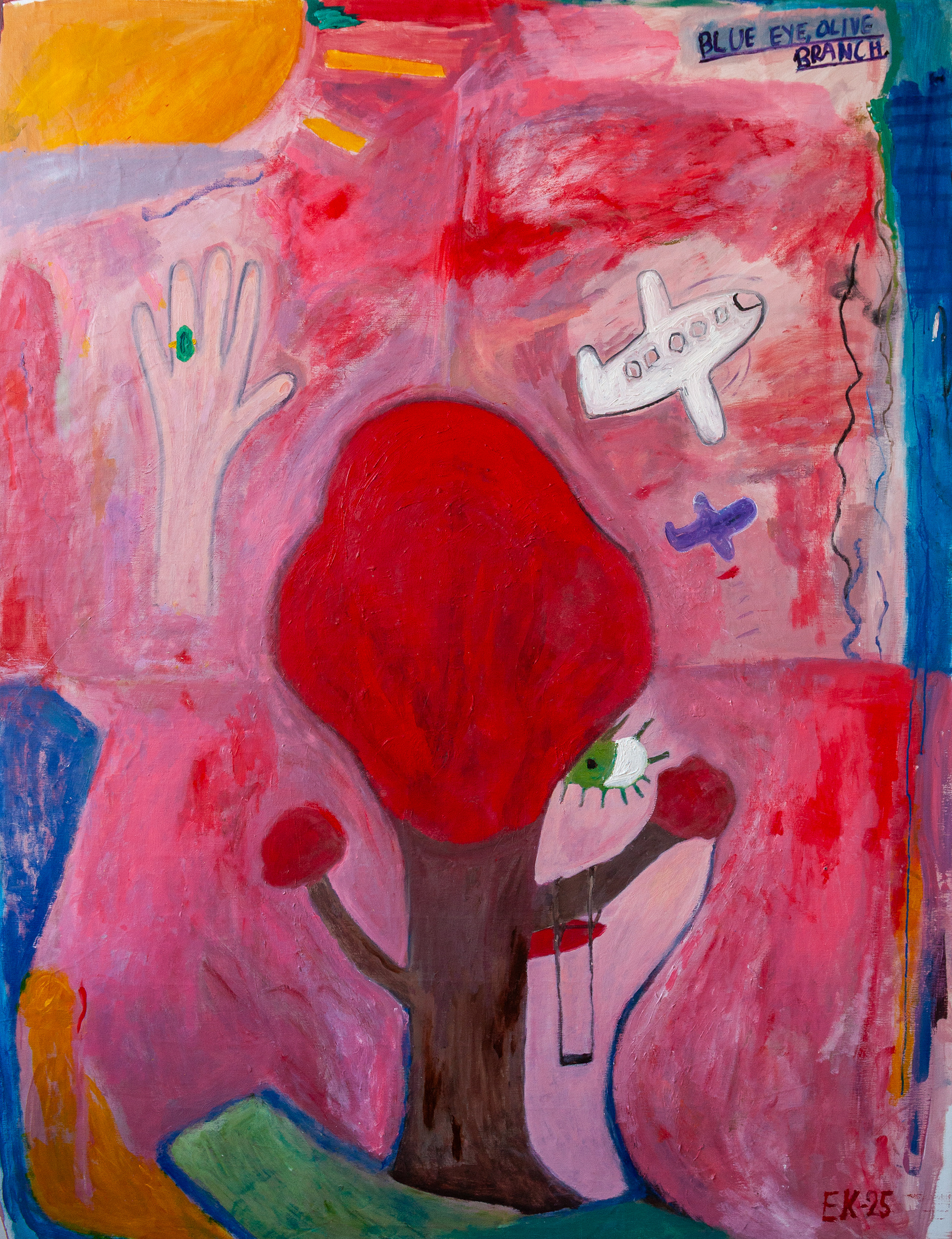 Portrait of Woman Behind Tree (2024) oil on canvas 190x204 cm