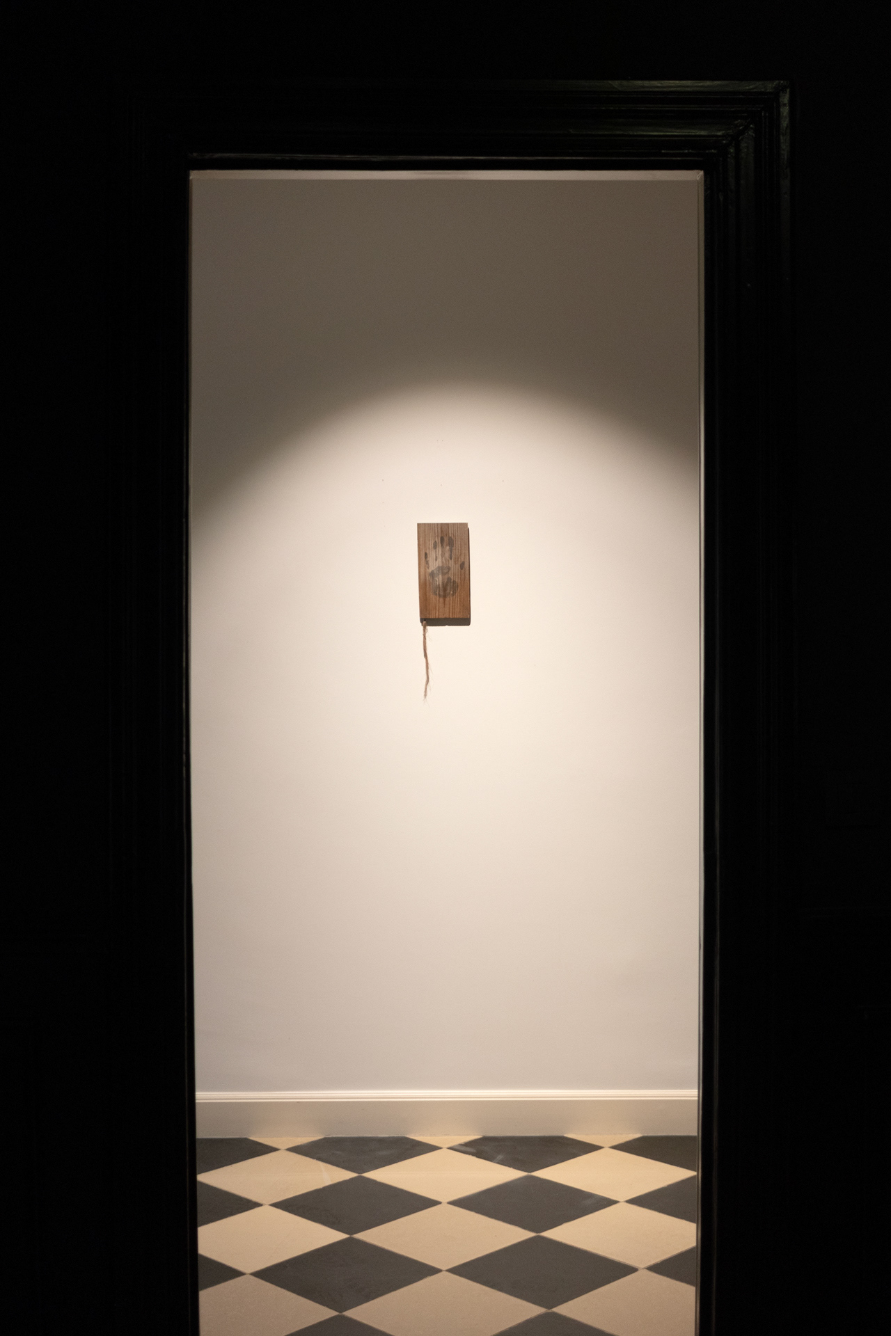 Enough? - pinewood, watercolor, flax, metal 50x13,5x2cm, 2024