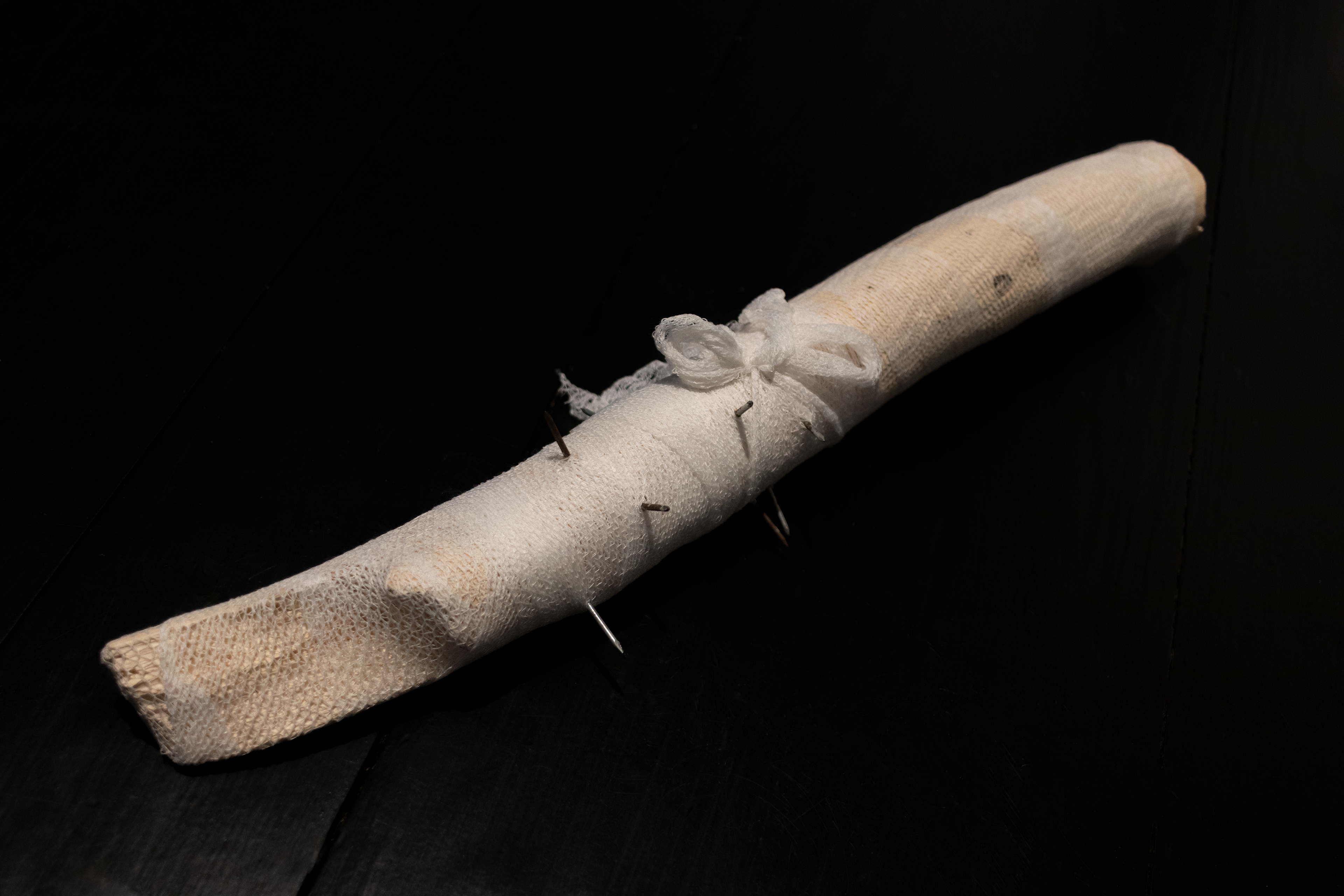 Rose - wood, nails, bandage 48x10x8cm, 2024