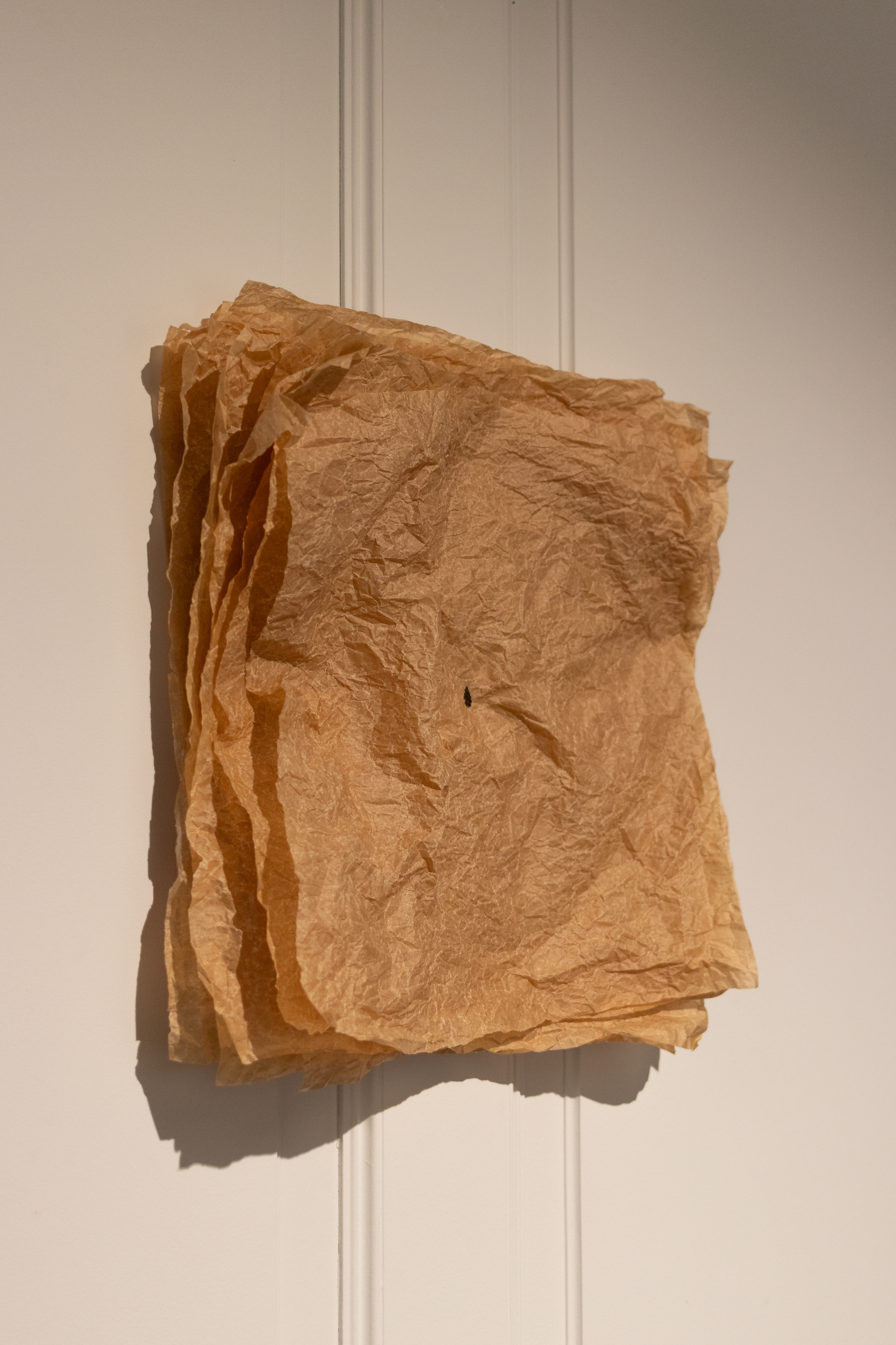 Subtle heritage - baking paper, threads 38x38x12cm, 2024