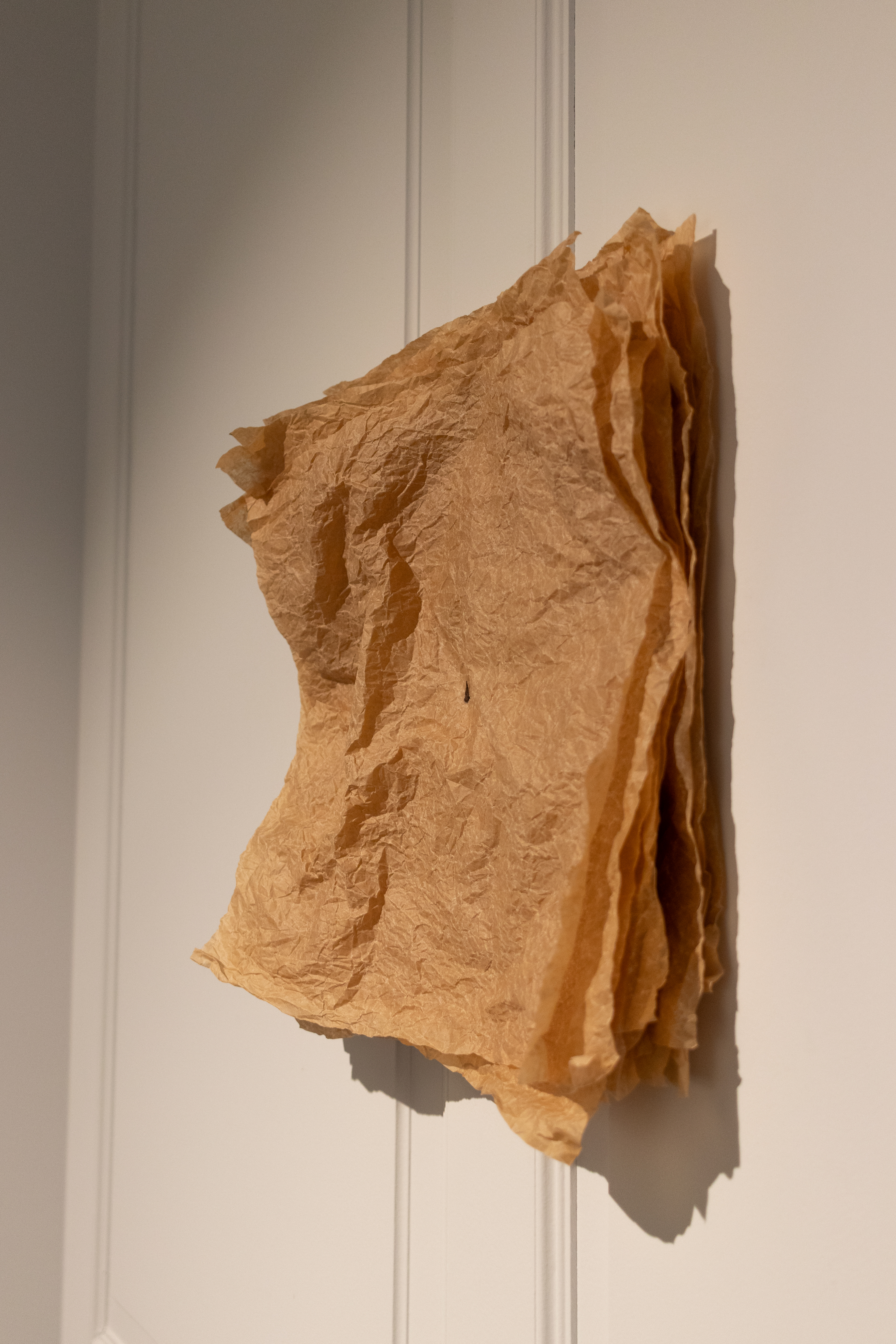 Subtle heritage - baking paper, threads 38x38x12cm, 2024