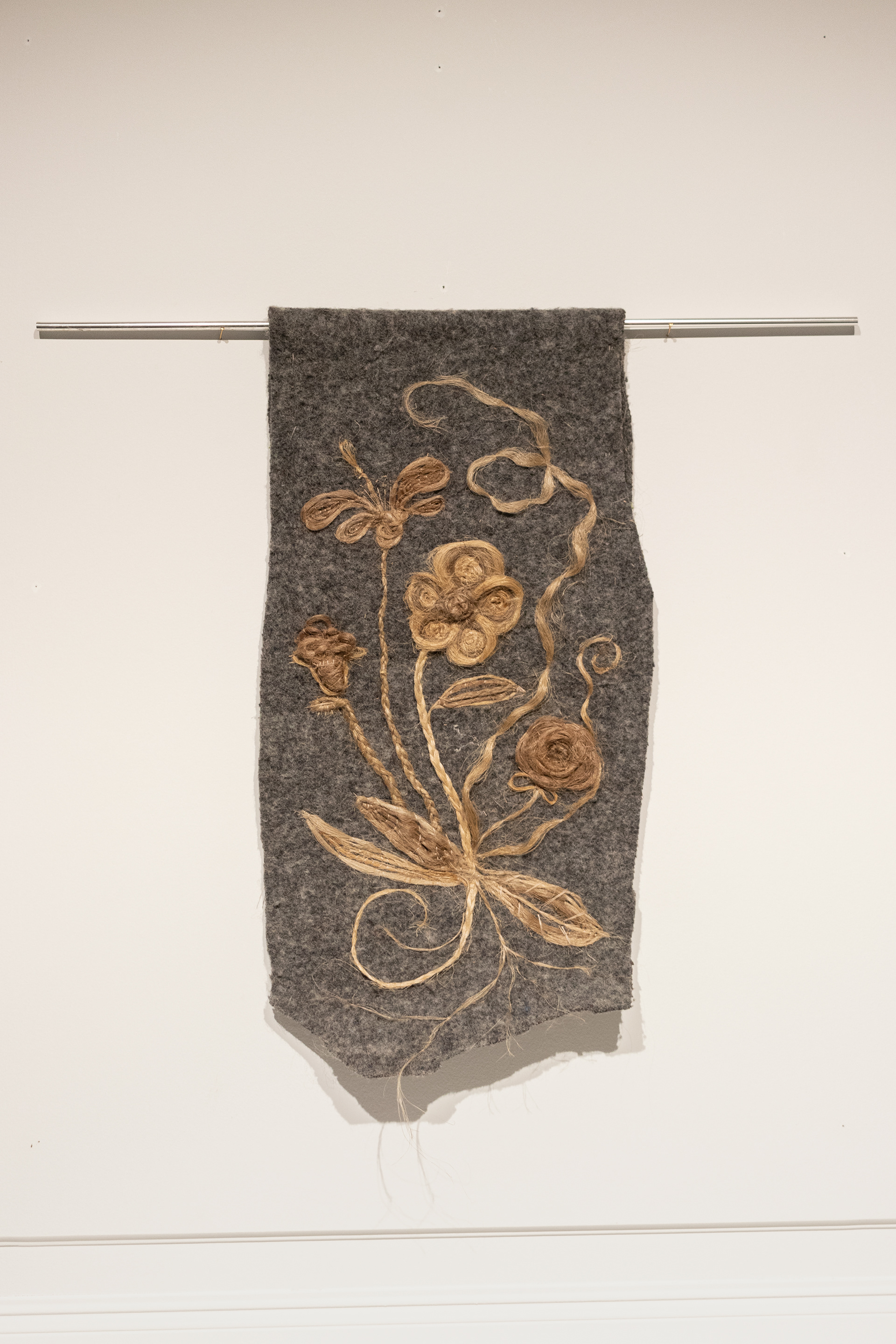 Homage a… - flax, military blanket, thread 51x26x1,5cm, 2024