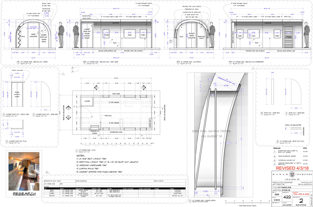 'Madam Secretary' Episode 422 / CBS / Interior - Marine One / Production Design: Tania Bijlani / Art Direction: Brian Goodwin / Vectorworks