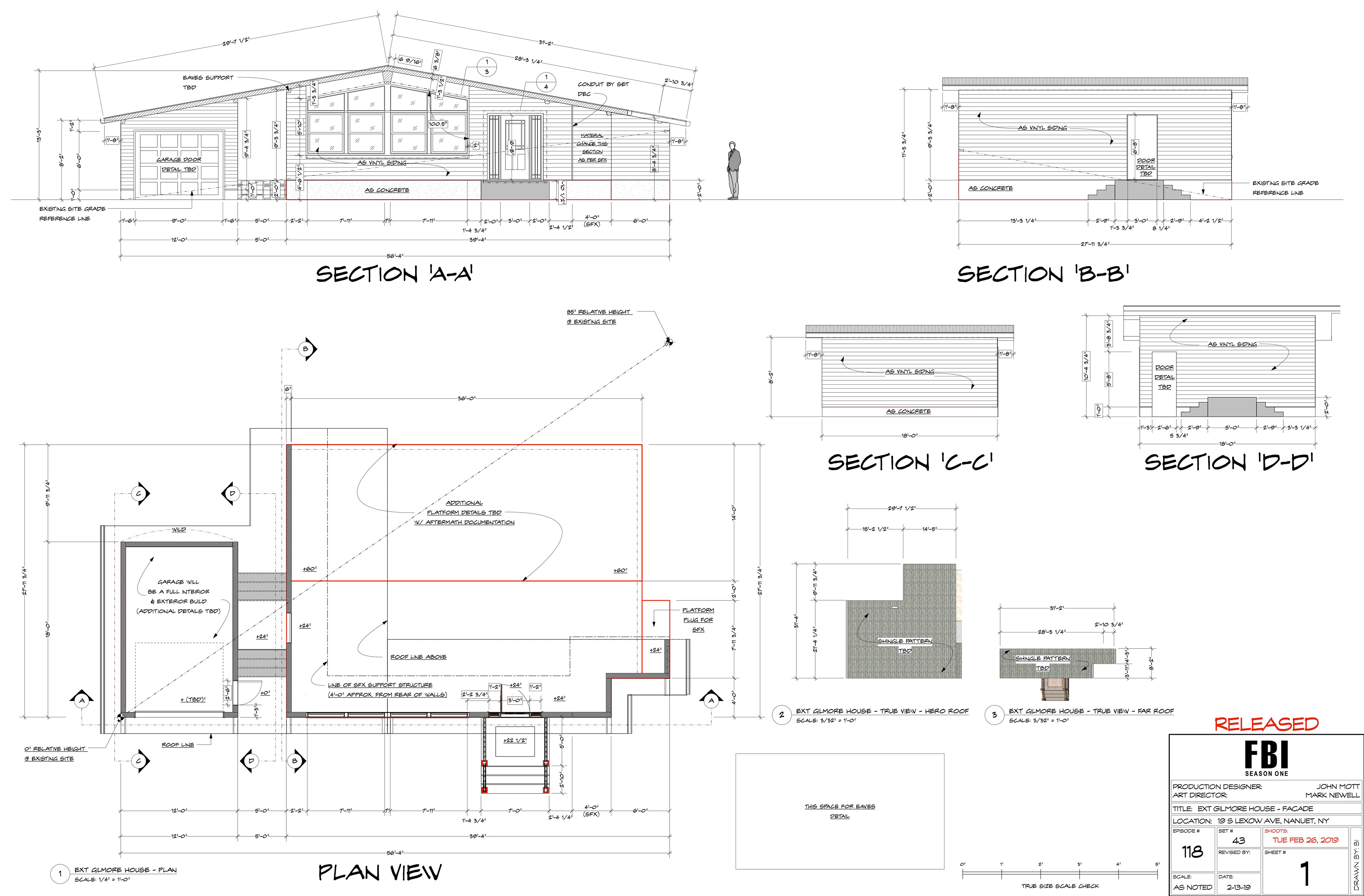 'FBI' Episode 118 (Gilmore House) / CBS / Production Design: John Mott / Art Direction: Mark Newell & Arthur Jongewaard / Vectorworks