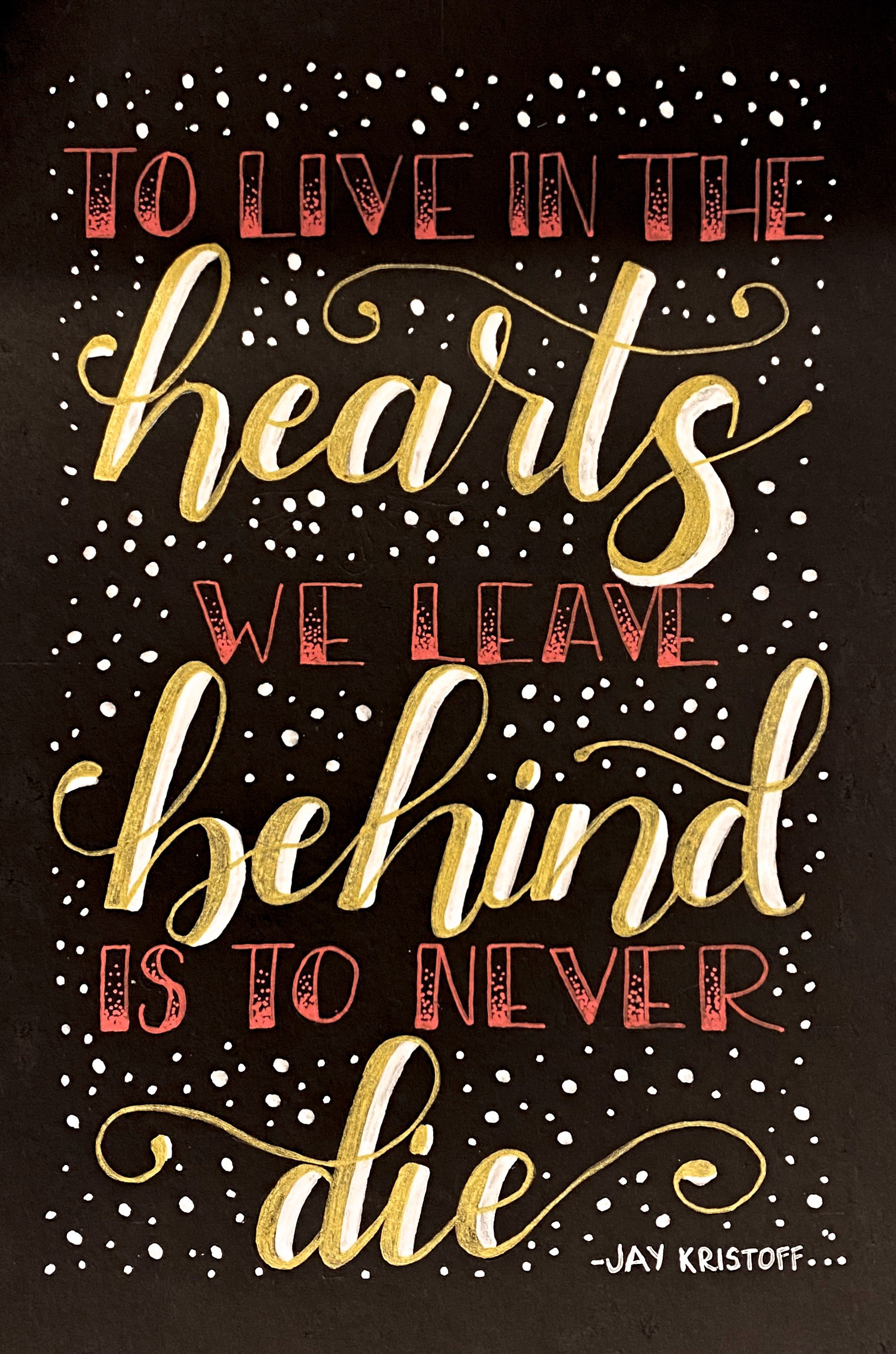2022 - "To live in the hearts we leave behind is to never die." (Darkdawn by Jay Kristoff)